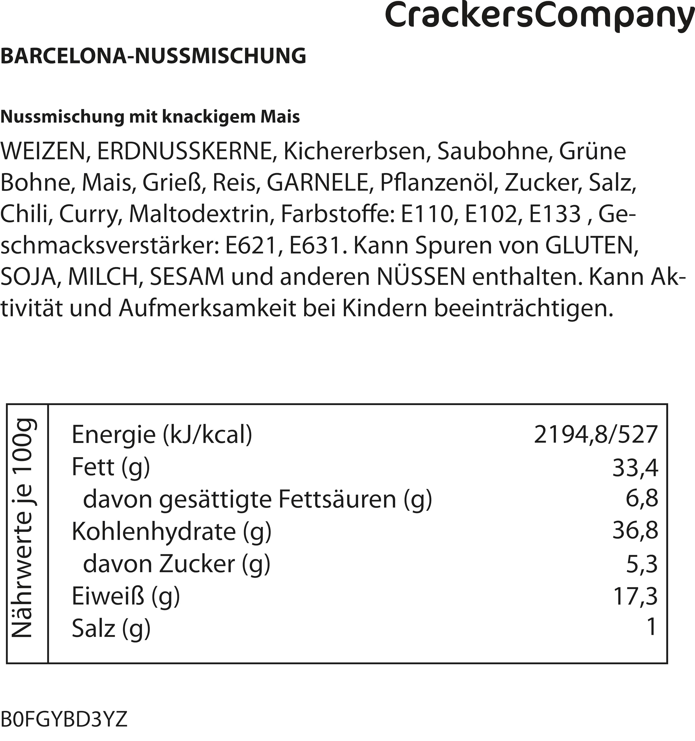 Barcelona-Nussmischung 3000g – knackig, pikant, mediterran, mit Mais