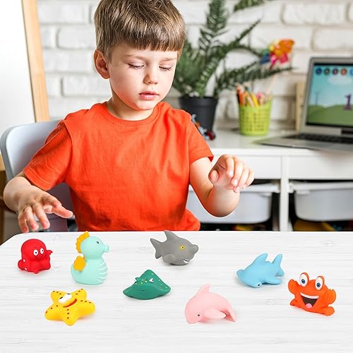 Miniatura 8 de LotFancy Juguetes de baño para niños pequeños de 1 a 3 años, juguetes de bañera sin moho para bebés de 6 a 12 meses, 8 piezas sin agujeros, juguetes