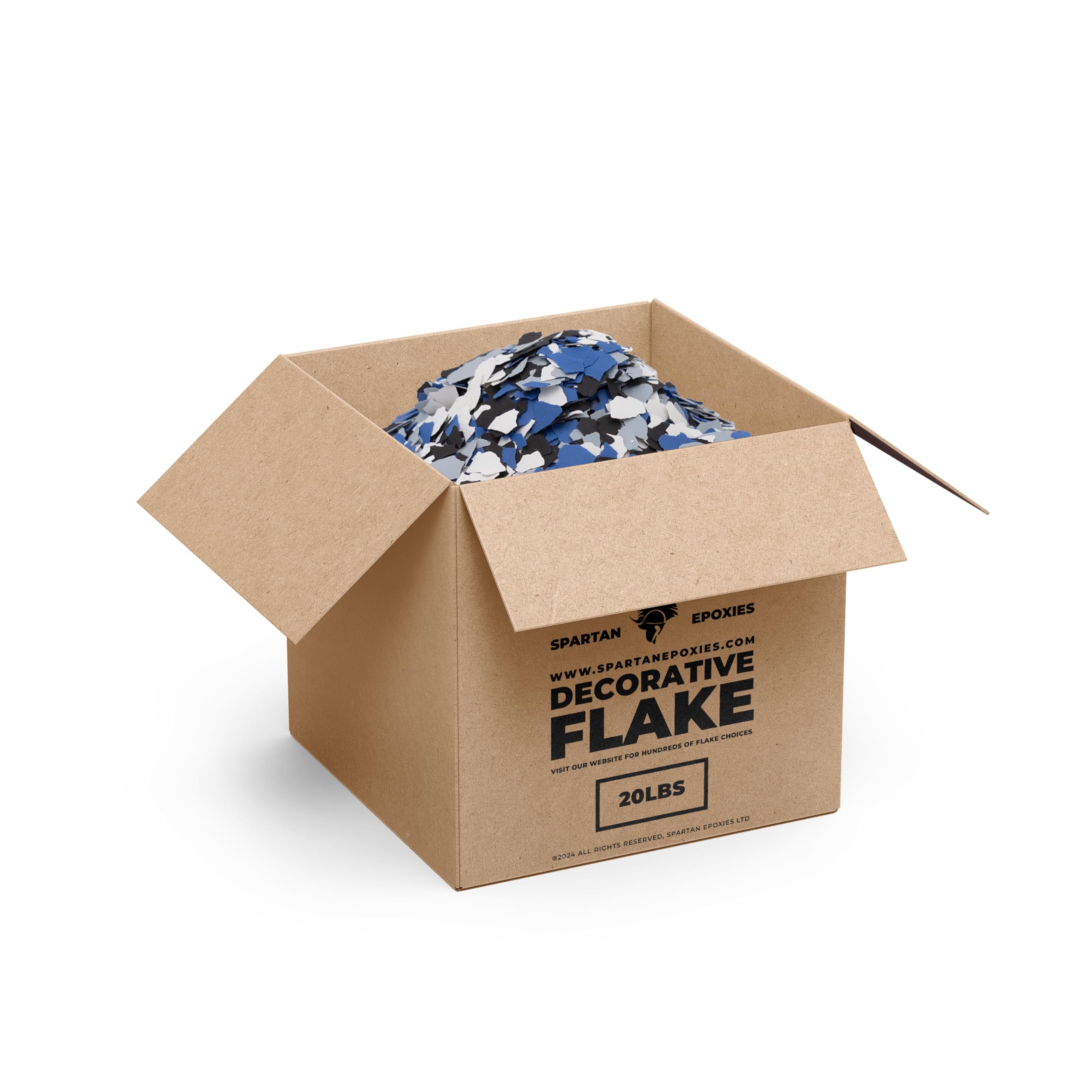 Epoxy Flake - 20lb and 40lb Boxes, Choose from 21 Blends Including Marble and Hybrid Flakes, USA Made, Ideal for Garages, Basements, Shops, and More (