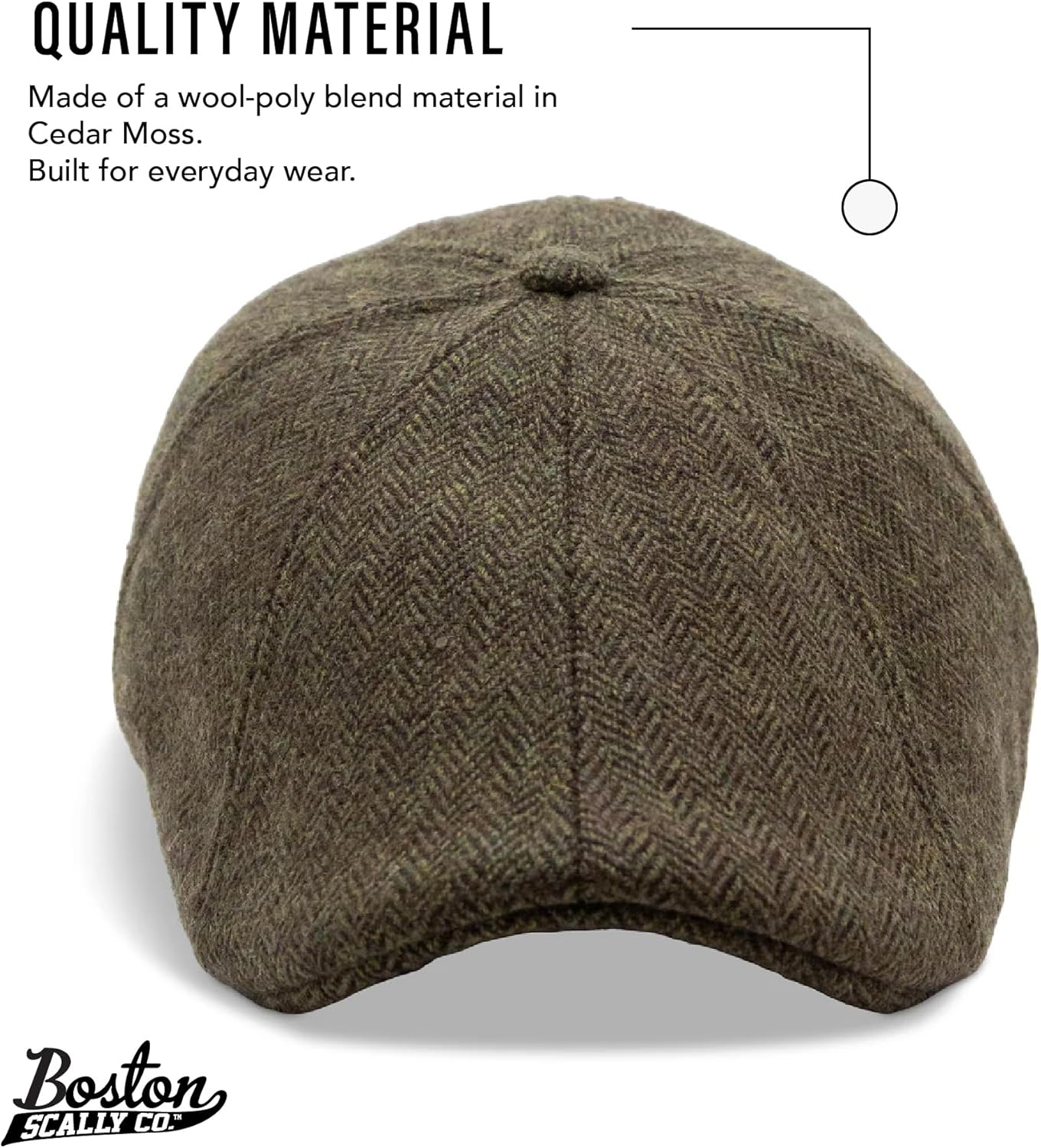 The Original Boston Scally Cap - Insulated Peaky Newsboy Flat Cap - 8 Panel Poly Wool Fitted Hat for Men