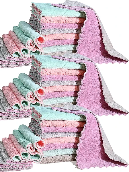 32 Pack Cleaning Cloth Kitchen Cloth, Dish Towels Super Absorbent Coral Velvet Dishtowels, Microfiber Premium Soft Tea Towels, Quick Dry Rags, Multipurpose Reusable Washcloths, Non-Stick Oil Cloths.