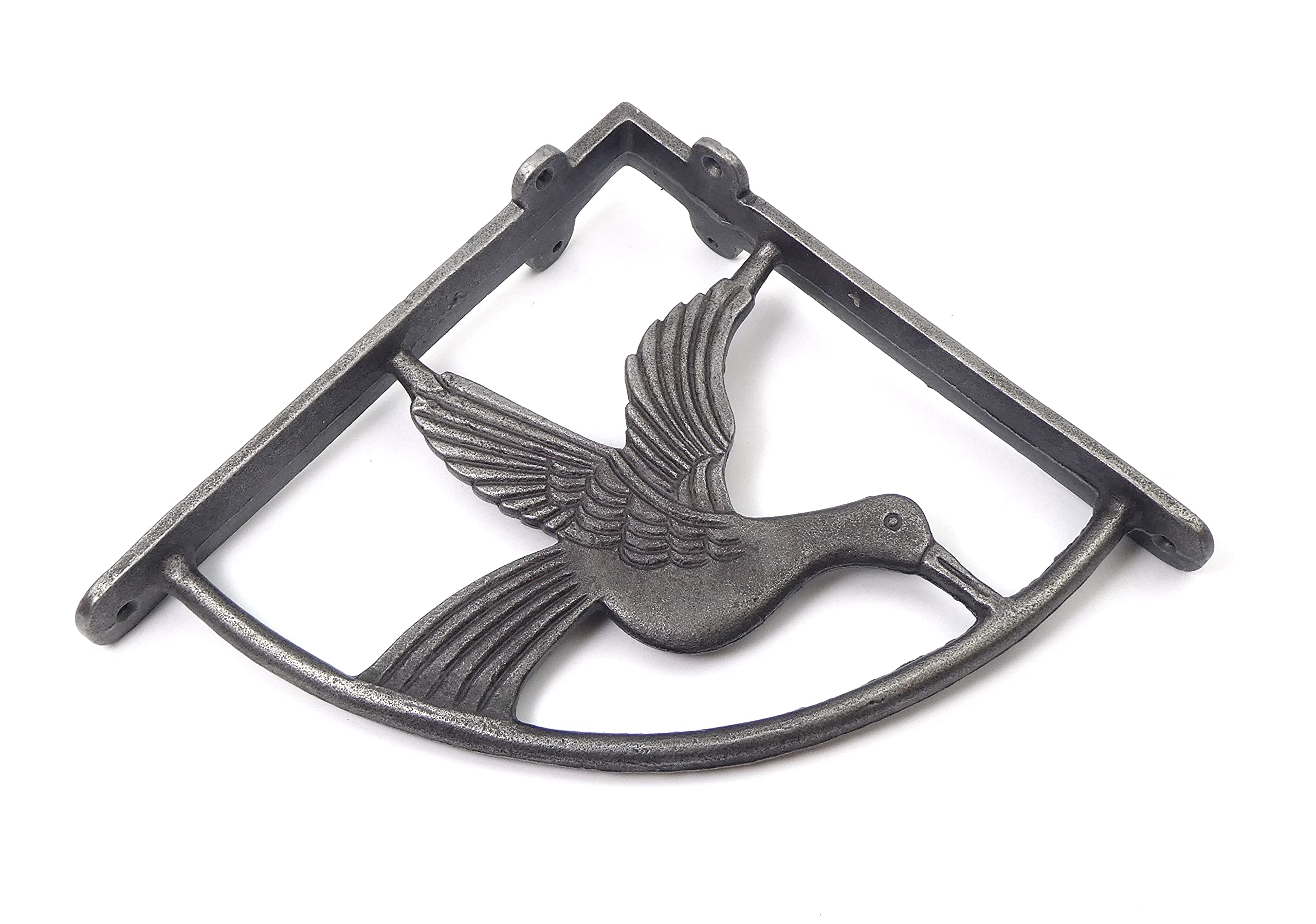 Pair of Ornate Bird Design Shelf Brackets Antique Cast Iron (8" x 8")
