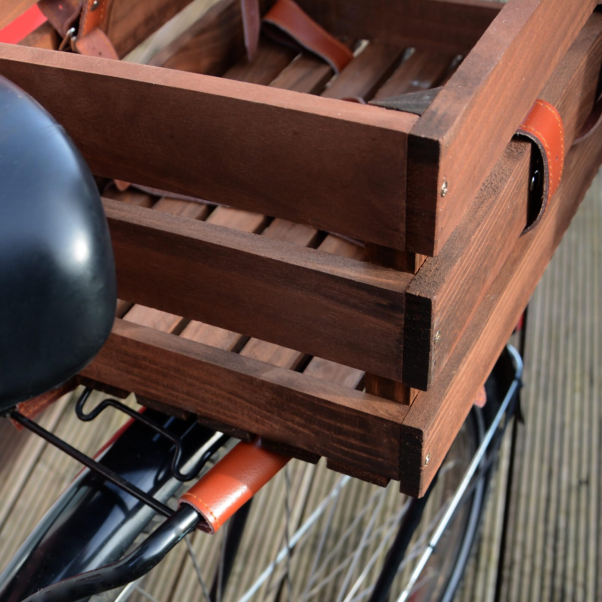UNUS Fahrradkiste Fahrradkorb Holzkiste für hinten mit Picknickdecke und Flaschenhalter