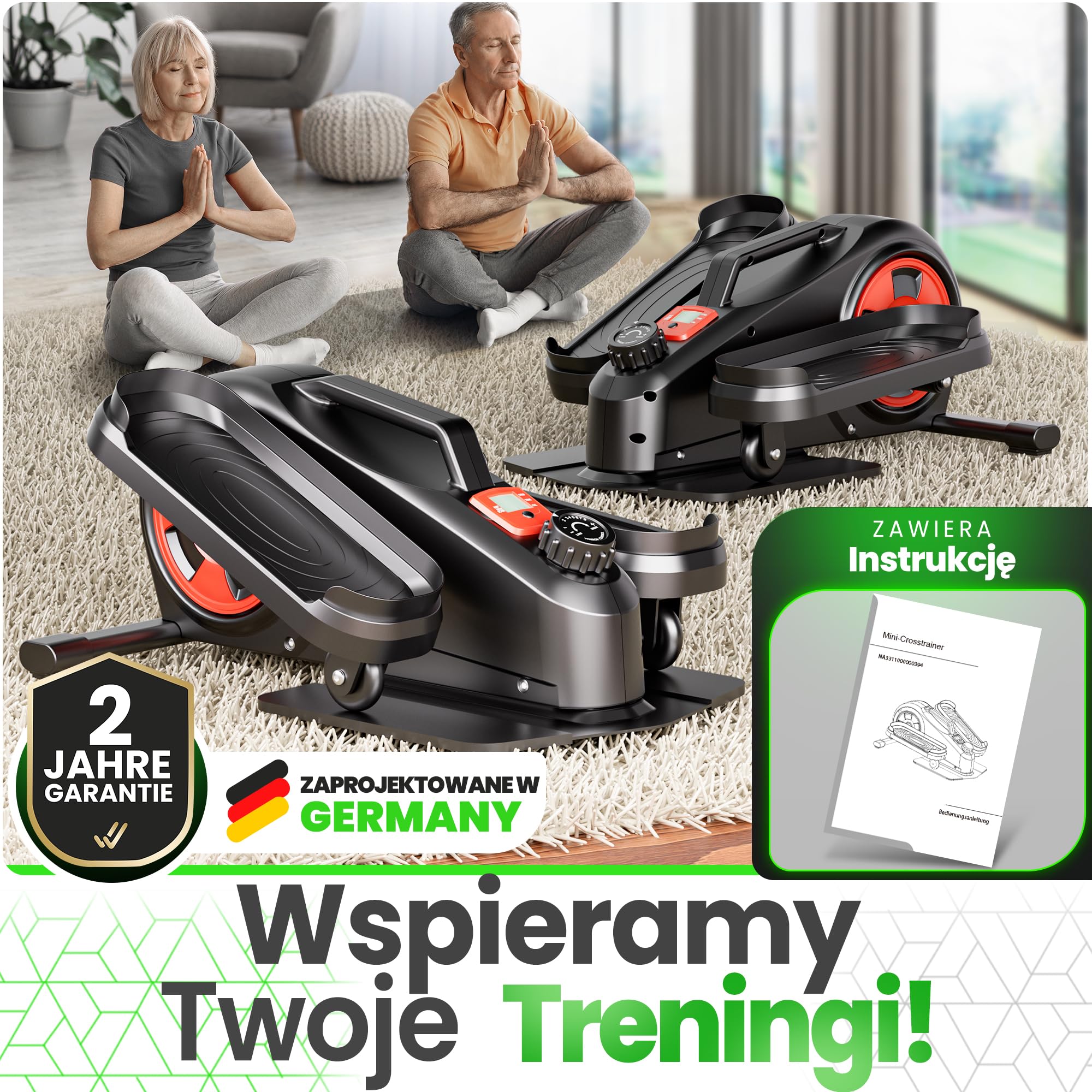 Ultrasport Stepper do domu: Antypoślizgowy, z wyświetlaczem LCD i 8 stopniami, stepper fitness do 100 kg, czarny/czerwony