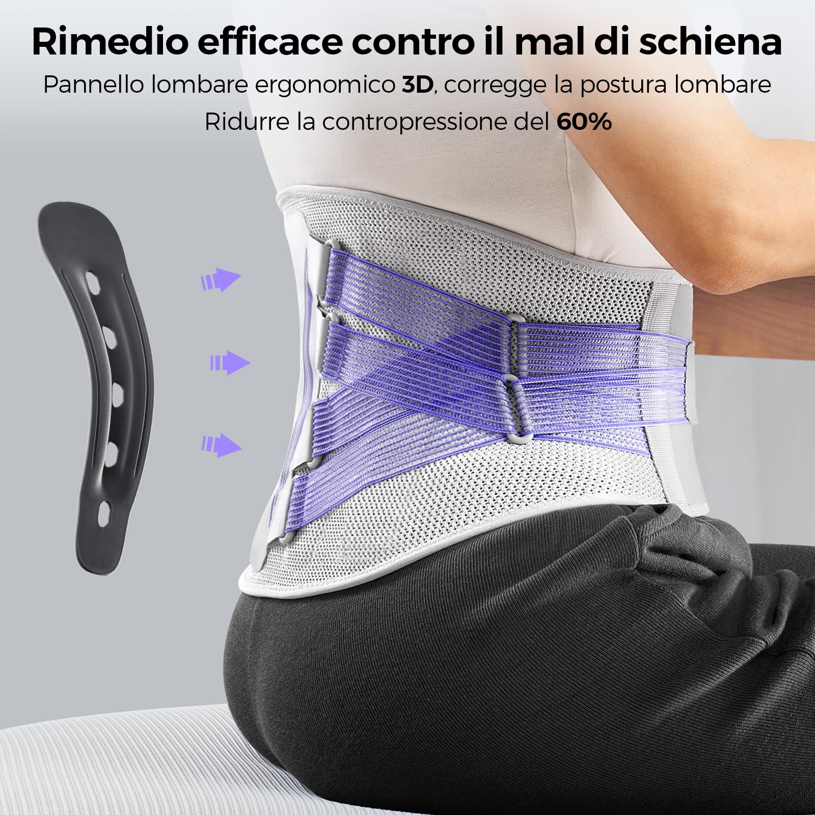 FREETOO Fascia Lombare Supporto Schiena Donna, Semirigido Busto Ortopedico Lombare con Stecche per Lavoro Sport, Traspirante Cintura Lombare per Mal di schiena, Dolore lombare, Sciatica, Lordosi