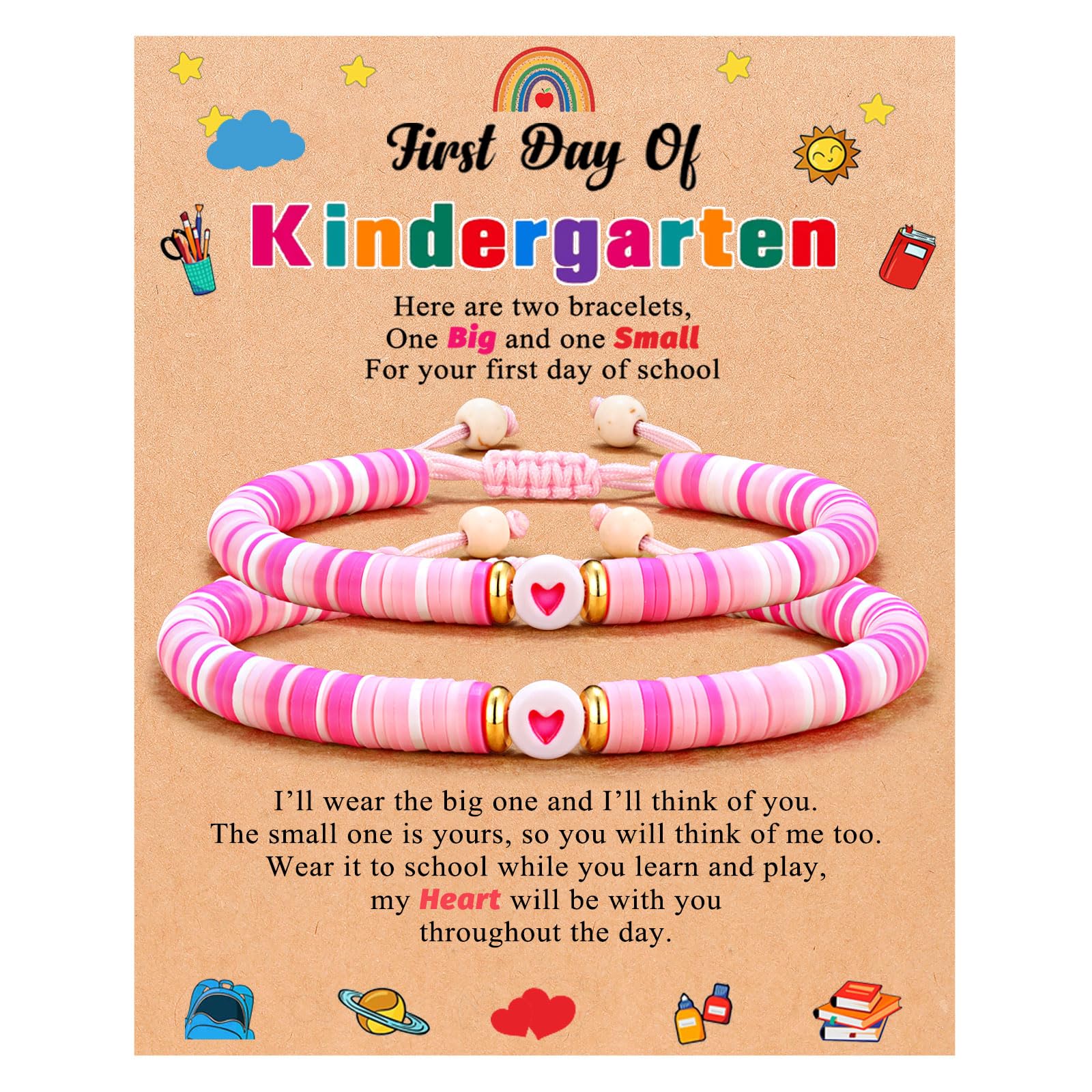 UPROMIFirst Day of Preschool/Kindergarten/1st Grade/2nd Grade/School Gift, Back to School Bracelet Mommy and Me Dad and Son