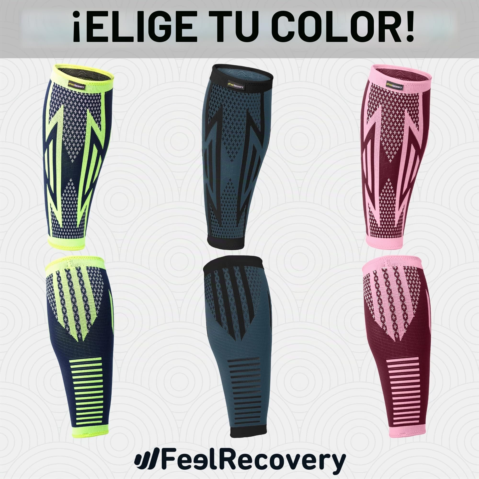 Feel Recovery 2 Pantorrilleras de Compresión Hombre/Mujer - Gemeleras Compresivas para Running - Perneras Deportivas Elásticas para Dolores Musculares - Transpirable y Antideslizante