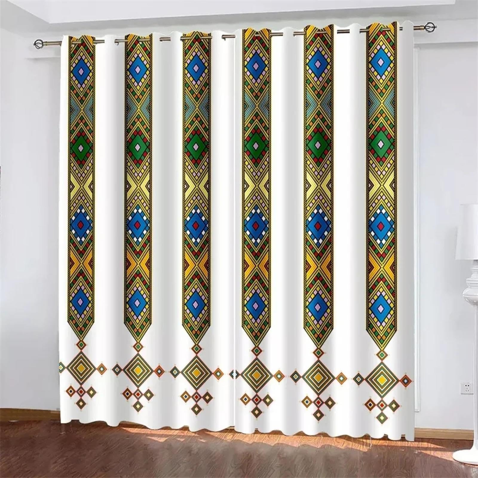 HNBFKD Digital Printing Eritrean and Ethiopian Design Culture Saba Telet Popular Window Curtain for Bedroom Living Room Home Decor 26(W) x(H) 83in/