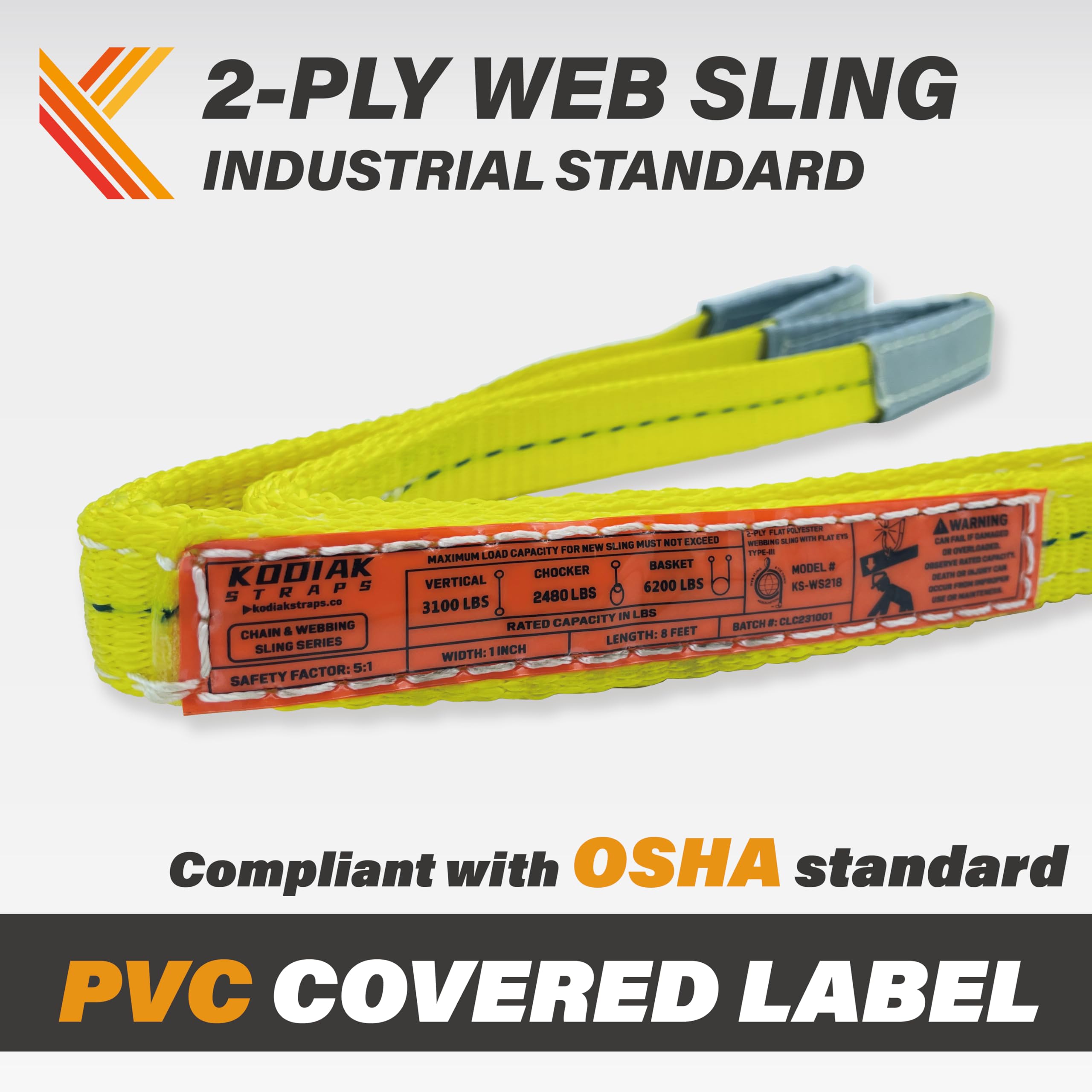 Kodiak Straps 2-Ply Lifting Sling - 3100lb Capacity -3 Kodiak Straps 2-Ply Lifting Sling - 3100lb Capacity -3