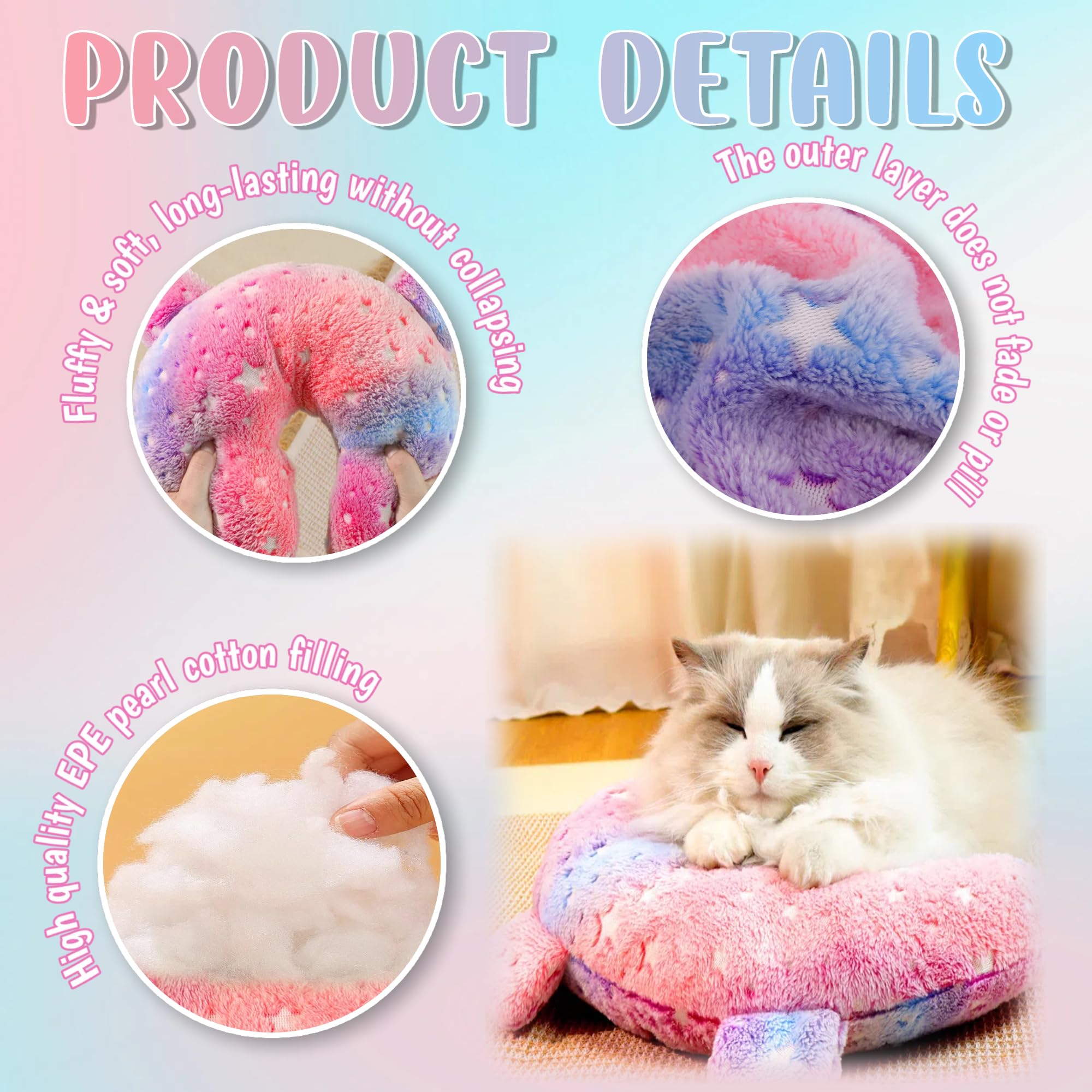 zatyorg Dog pillow,U-Shaped Soft Fluffy neck Pillow with Star Pattern for puppy,kitty,pets(9.8"x5.9"x1.9") - Image 3