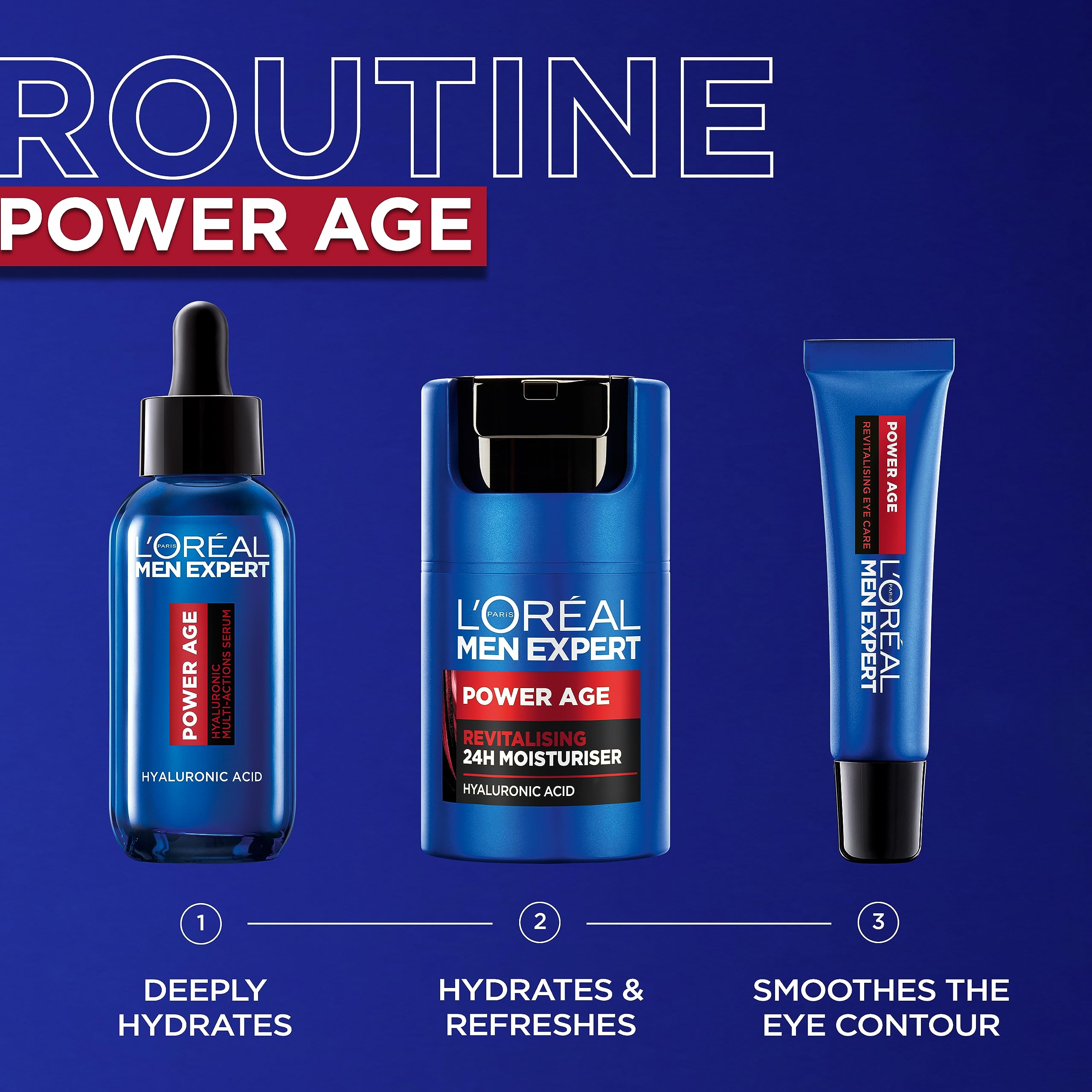 L'Oréal Men Expert Kontur Oczu Anti-Age, zwalcza wczesne oznaki starzenia się, kwasem hialuronowym, 15 ml