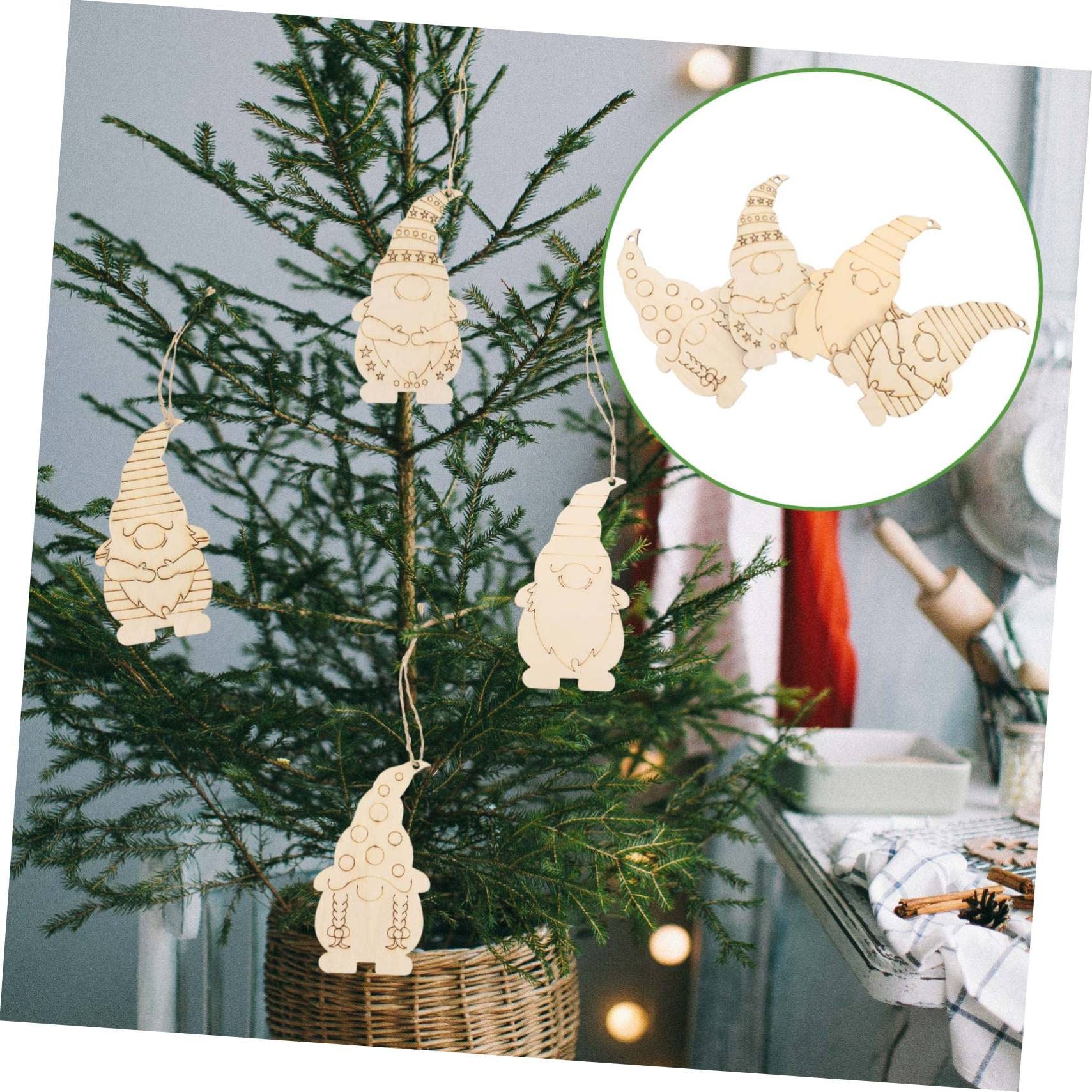 NUOBESTY 6 Set Elfo Di Natale in Legno Arredamento Casa Lavoretti Per Segni in Per L'artigianato Fabbricazione Adesivi Gadget Natalizi Dipinto Fai Da Te 40 Pezzi * 6