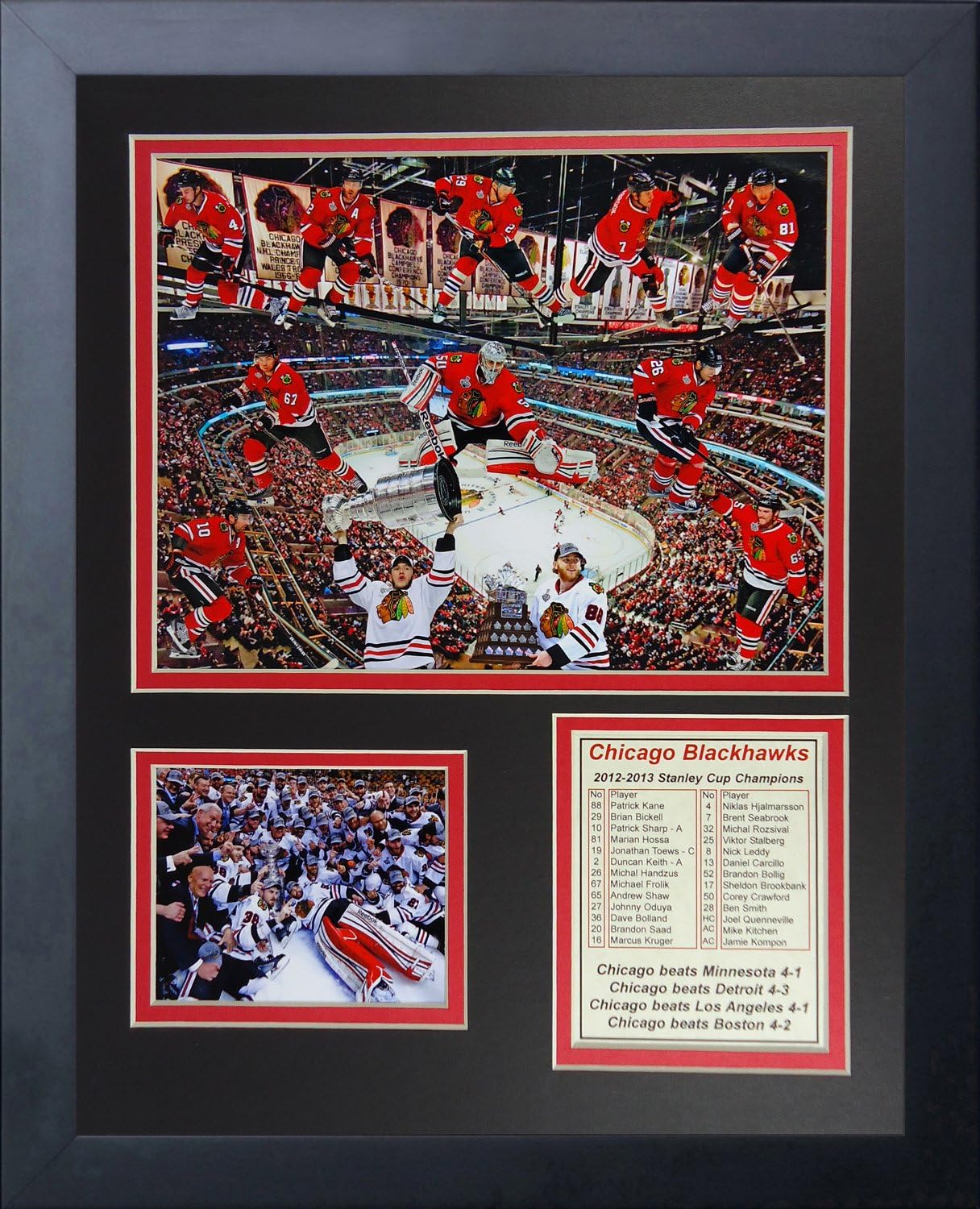 2013 Chicago Blackhawks Champions - Collage 11" X 14" Framed Photo Collage By Legends Never Die, Inc.