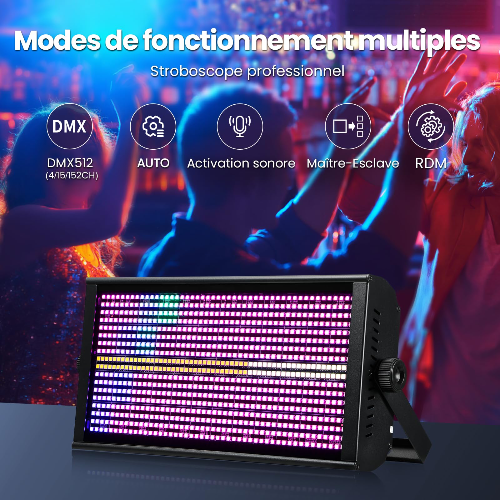 BETOPPER 260W LED Matricielle Lumières Stroboscope RGBW 4-en-1 Jeu de Lumiere Stroboscope Lavage et Mouvement Lumiere Soiree pour DJ Bar Fête (1PCS)