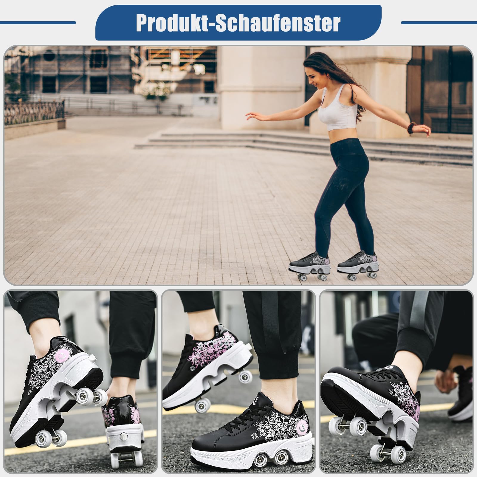 Schuhe mit Rollen fuir Madchen,Rollschuhe Kinder,Roller Skate Shoes Jungen,Roller Schuhe Damen,Verstecktes Rad Schuhe mit Roller als Weihnachts- und Geburtstagsgeschenke