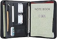 Vista 1 de IVESIGN Carpeta Padfolio con Cremallera, Organizador de Cuero Sintético con Carpeta de 3 Anillas, Diseño para Zurdos, Ranuras para Tarjetas