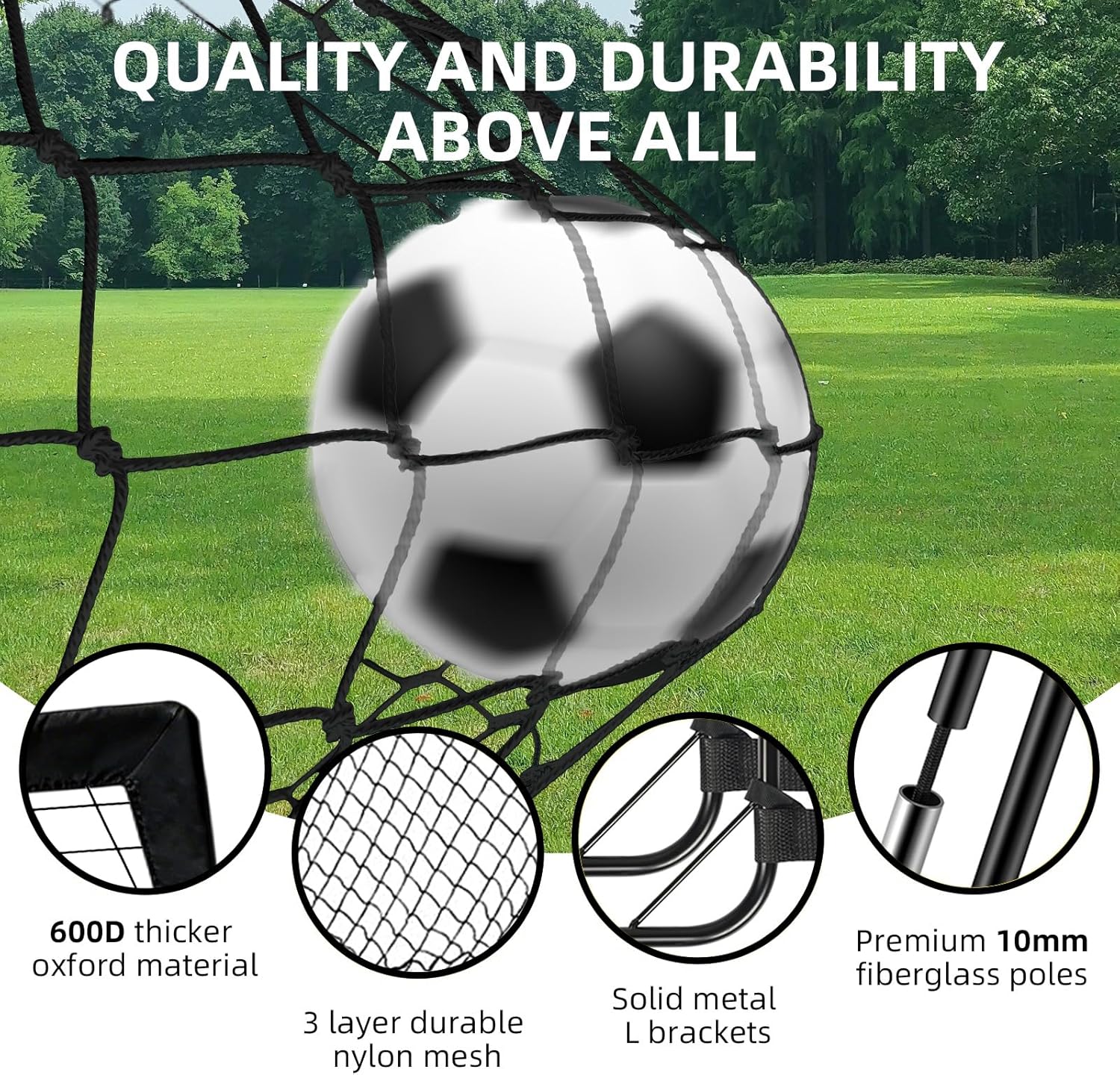 Soccer Goal, Soccer Goals for Backyard, 6x4ft Portable Pop Up Soccer Net Set, Soccer Training Equipment with Soccer Ball, Ladder and Cones