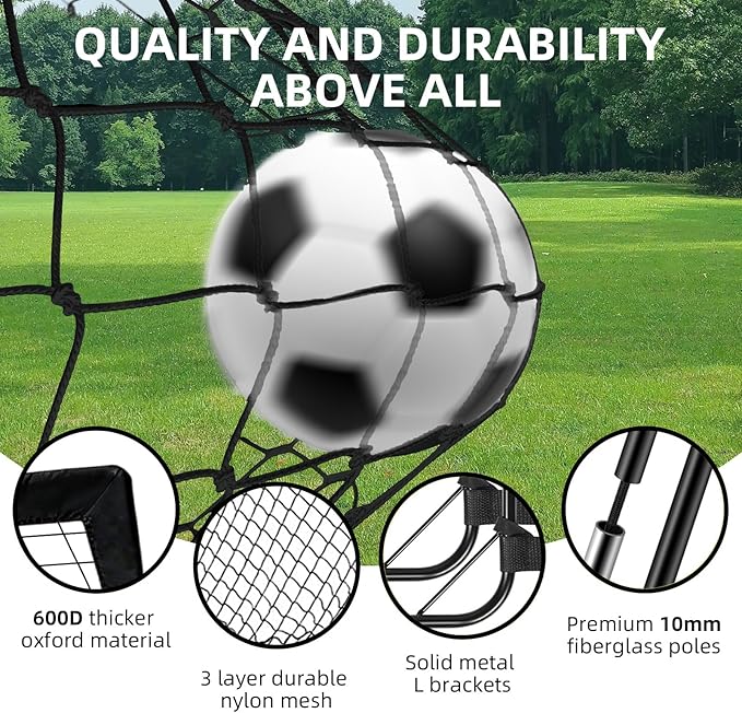 Arco de fútbol portátil pop-up 6x4 ft con accesorios miniatura 2