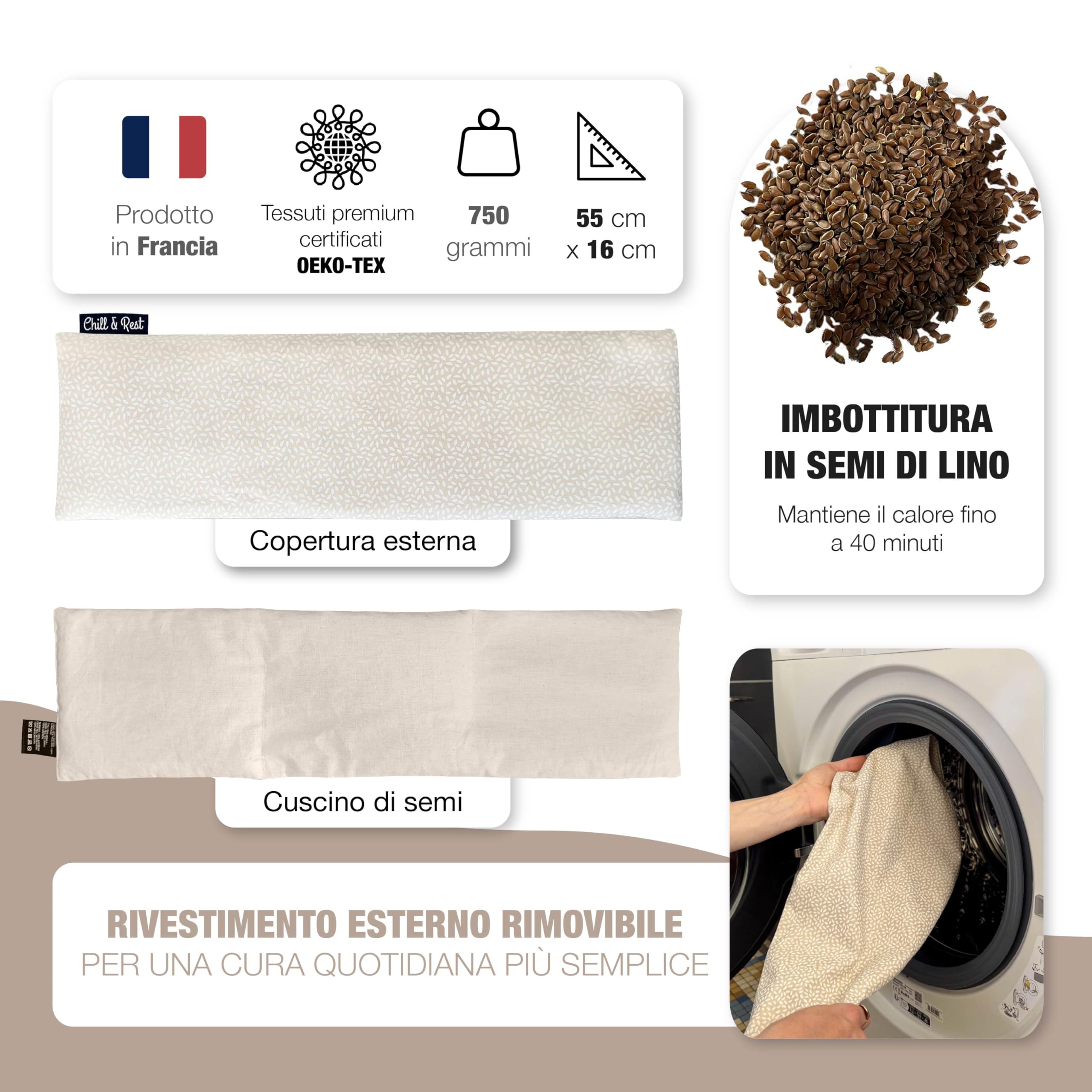 Chill&Rest - Cuscino termico microonde - semi di lino - cuscino termico cervicale - dolori mestruali - Prodotto in Francia - cuscino riscaldabile microonde - Rosa - La Florale