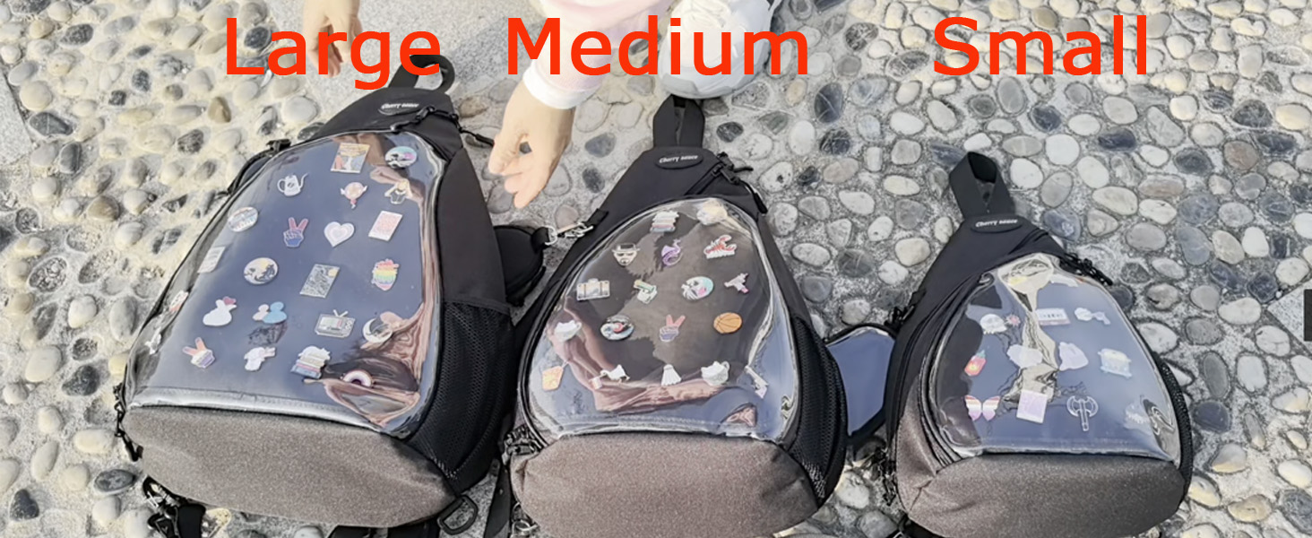 Oxford Ita Bag Crossbody Backpack with Clear Window for Pins Display Large Ita Anime Backpack for Anime Cosplay: Clear Window Pin  main image 3