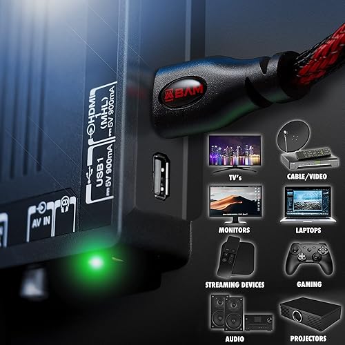 Miniatura 3 de BAM pack de 3 cables HDMI cable trenzado de alta velocidad con soporte Ethernet 3D 4K y devolución de audio en variedad de tamaños Negro