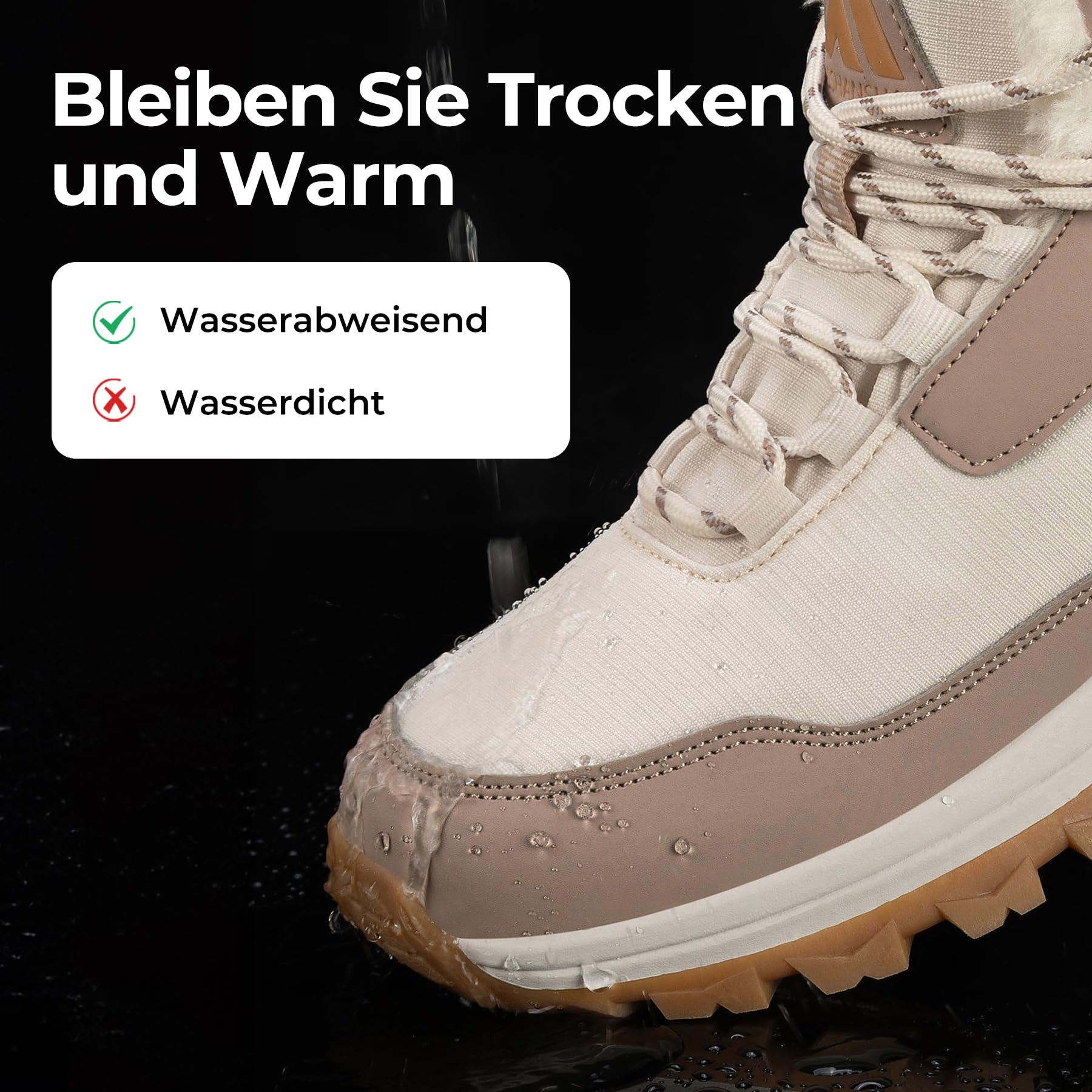 Mishansha Winterschuhe Damen Gefüttert mit Schnürung Gr.36-42