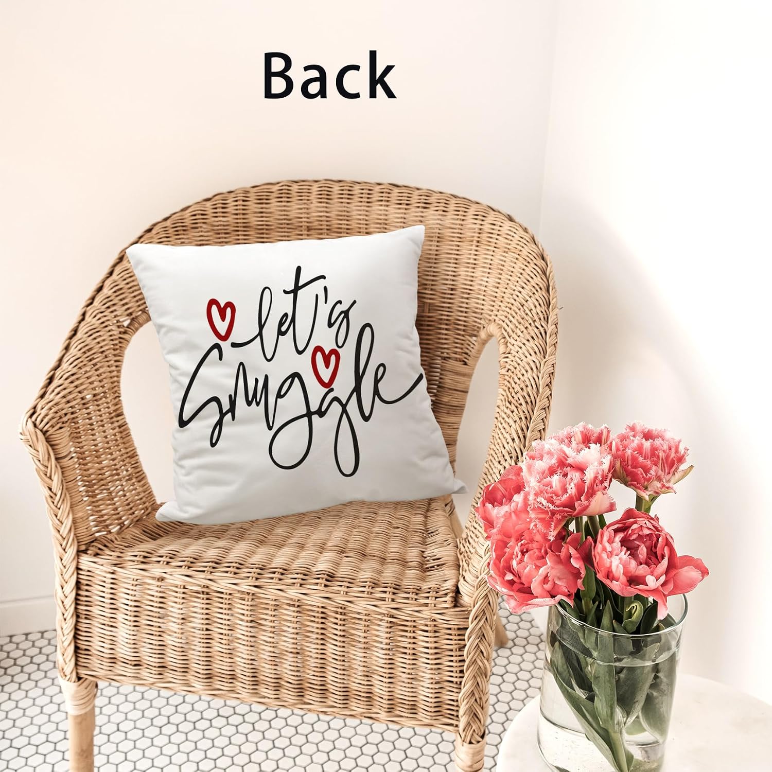 Hug This Pillow Until You Can Hug Me Let’s Snuggle Reversible Throw Pillow Cover,Romantic Love Theme Cushion Cover for Home Decor 18x18 Inch,Long Distance Relationship Gifts For Couples Husband Wife image 4