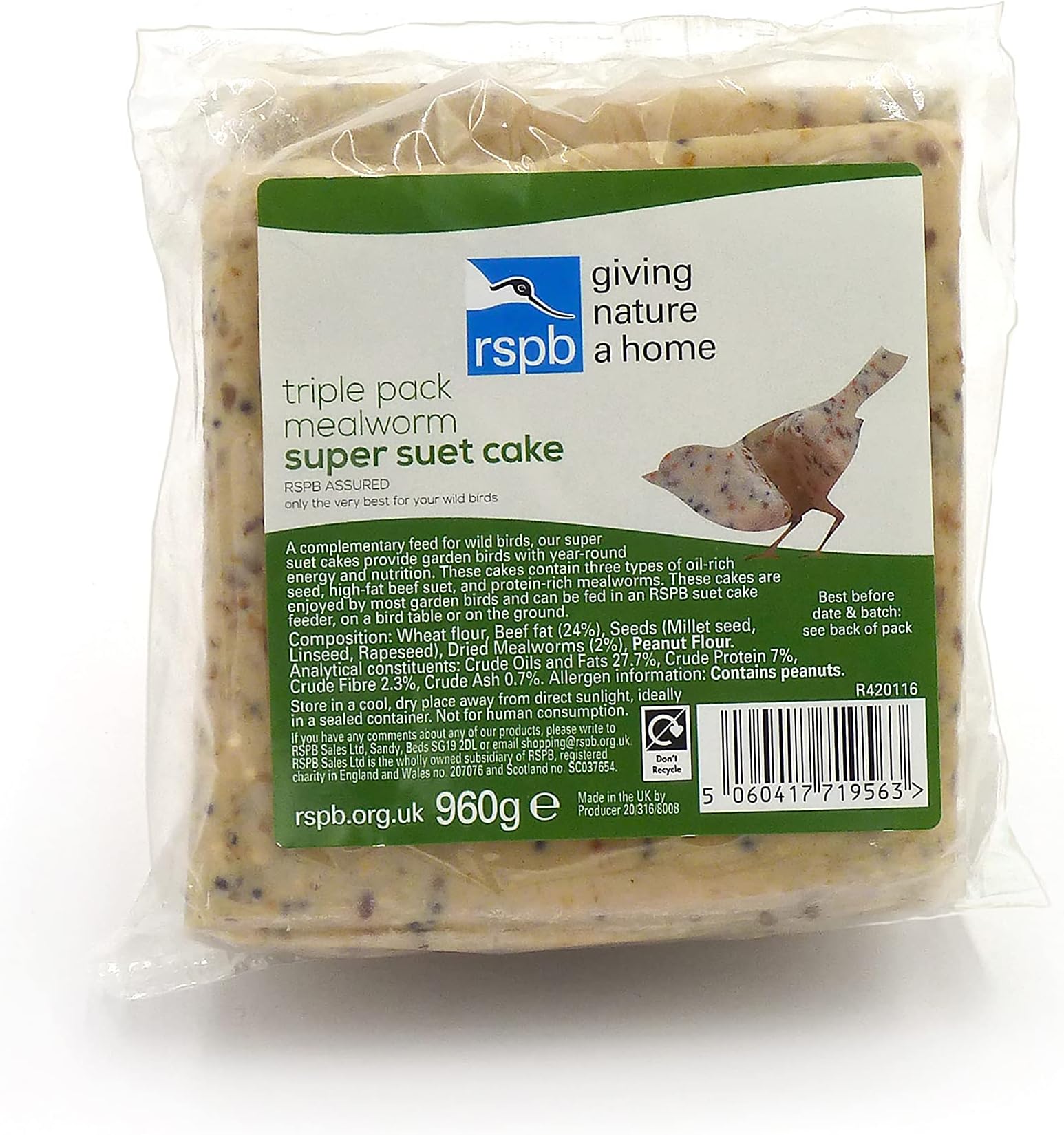 Peckish 60050136 Winter Warmer Energy Suet Fat Cake Block for Wild