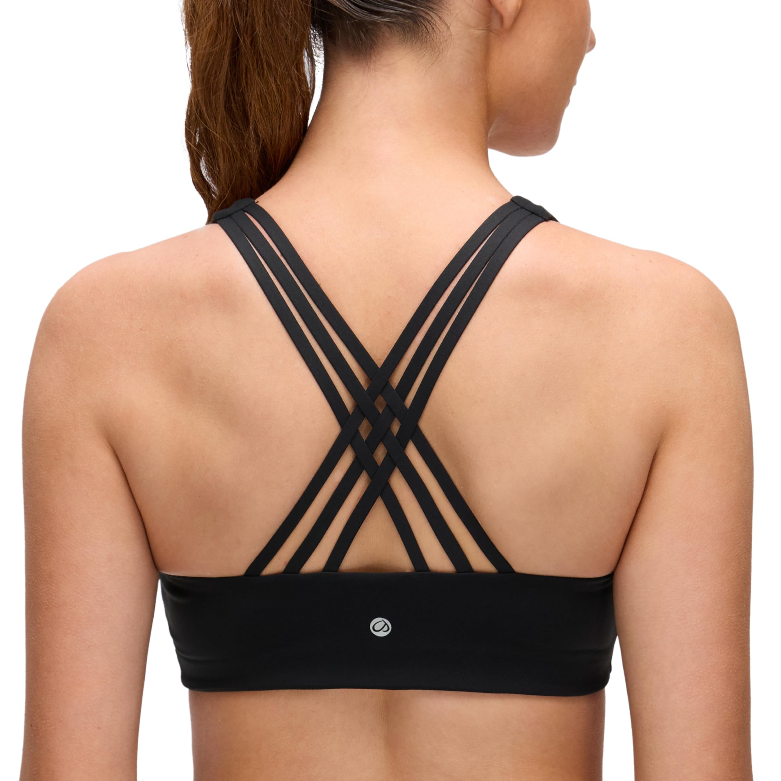 CRZ YOGA Butterluxe Strappy Sports Bras for Women - Padded V Neck Wireless Criss Cross Back Yoga Top
