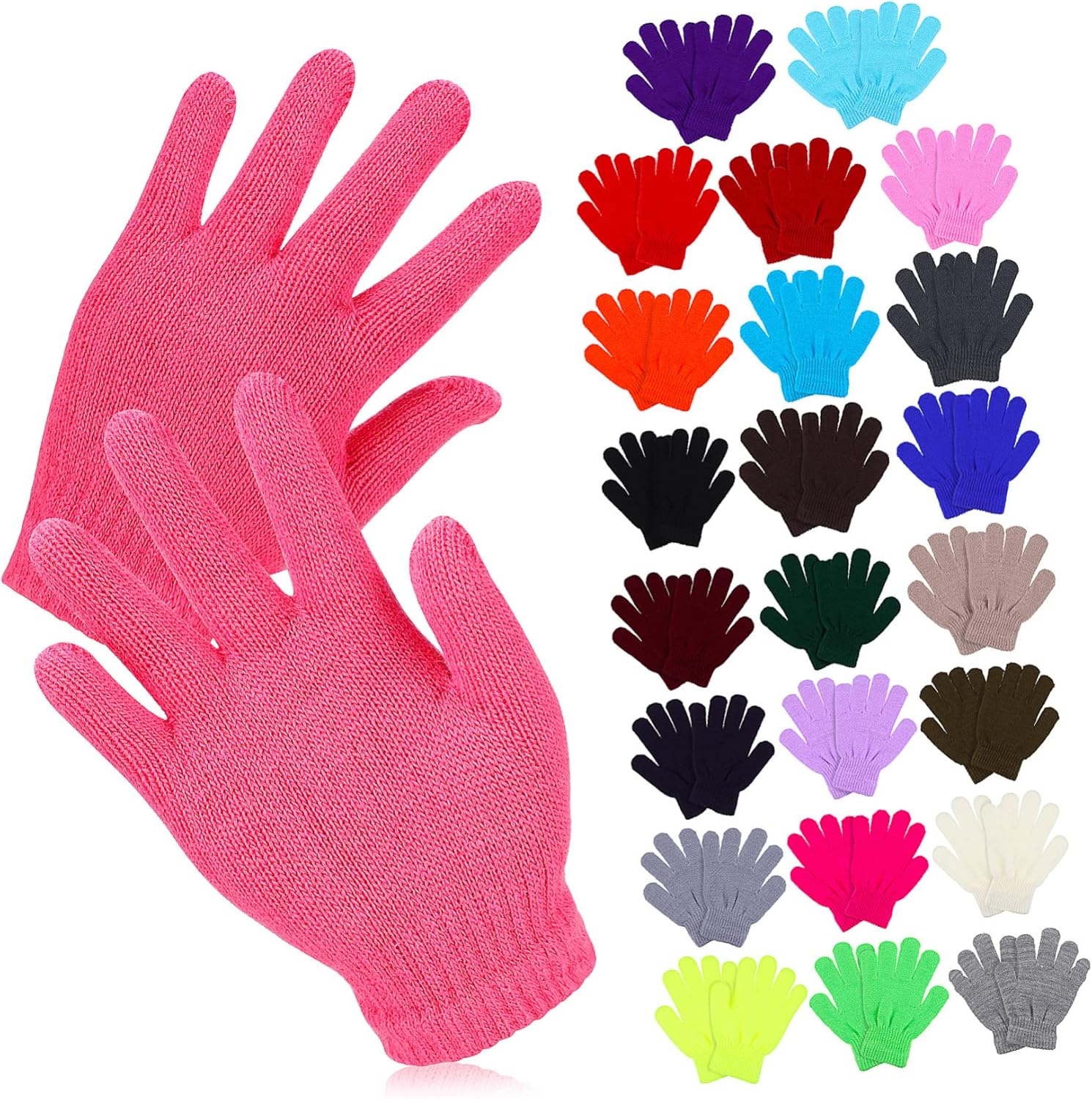 OUNONA 24Pairs Full Finger Knitted Gloves Warm Winter Mittens for Boys and Lightweight and Easy to Carry Multifunctional Cold Weather Accessory