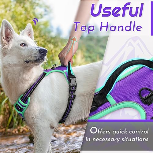 Miniatura 378 de Eagloo Arnés para perro de tamaño mediano, chaleco de servicio sin tirones con tiras reflectantes y asa de control, ajustable y cómodo para caminar