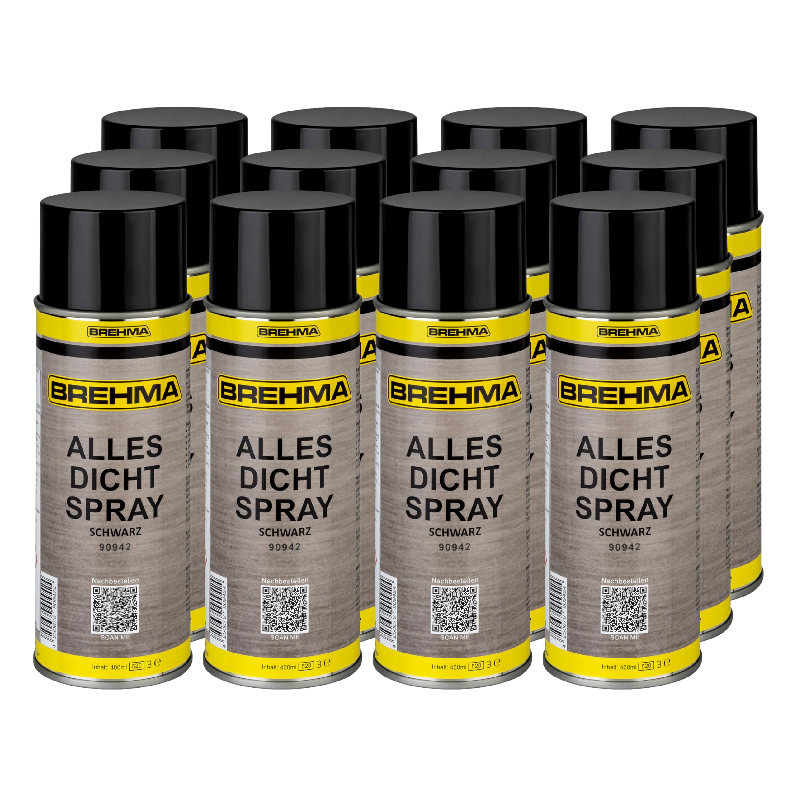 12x BREHMA Alles Dichtspray sprühbarer Kunststoff zum Abdichten Sprühdichtung schwarz