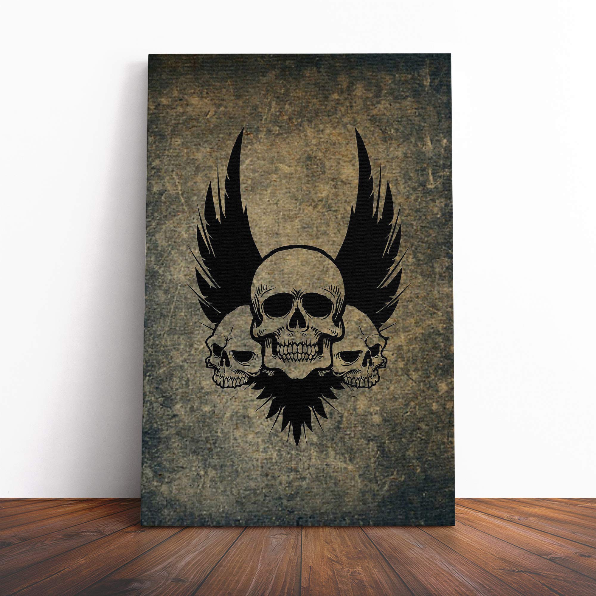 Wall Wings and Skulls Art Canvas Print | Gallery Wrapped 30mm Frame Wall Art | 30x20 inches | Ready to Hang | Contemporary Skull Picture | Living Room Bedroom Lounge Office