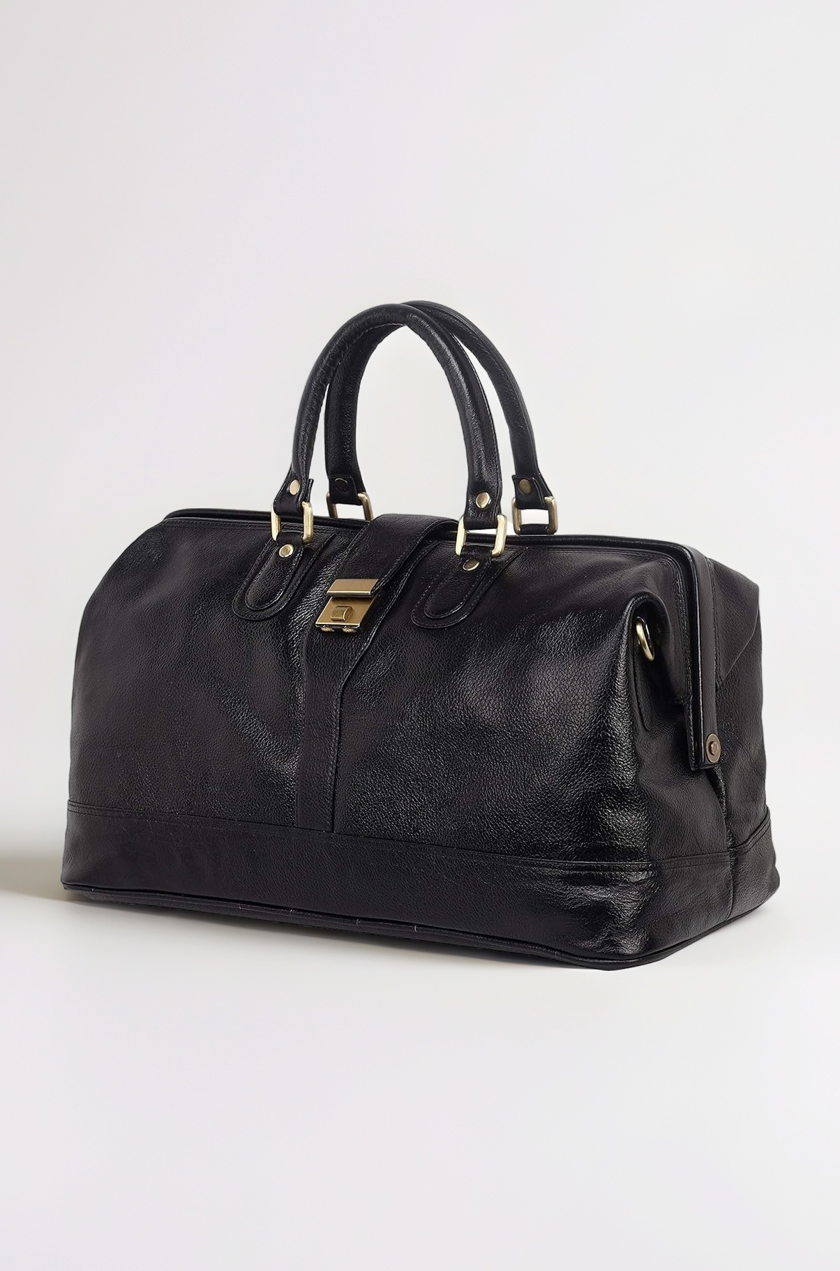 LV Leather Duffle Bags for Travel Bag Cabin Size Leather Duffel | 26 Liters Capacity | Dimensions: L-21 x H- 14.5 x W- 10 Inches DA Leather Villa Duffel Bag (Black)