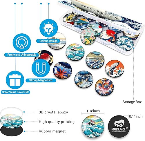 Miniatura 2 de MORCART - 30 imanes para nevera, pintura Ukiyoe, imanes para decoración de nevera, imanes para nevera de cocina, pizarra blanca, oficina,