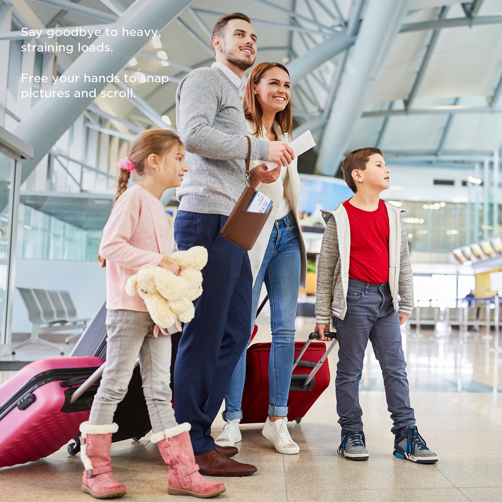 VULKIT Porta passaporto in pelle per famiglia, organizer per documenti da viaggio, con blocco RFID, sottile, doppio slot per schede SIM e porta carte, Espresso, 21 x 14 x 2.3 cm, Casual