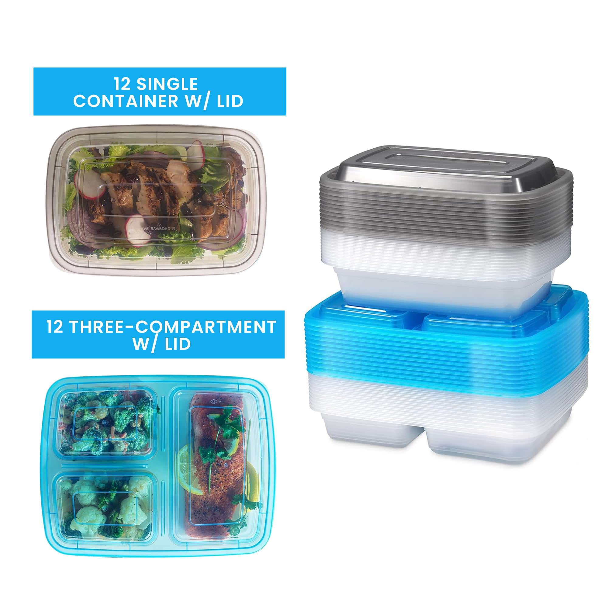 Amazon.co.jp: 蓋付き食品準備容器 - (24パック-32オンス) 12-3