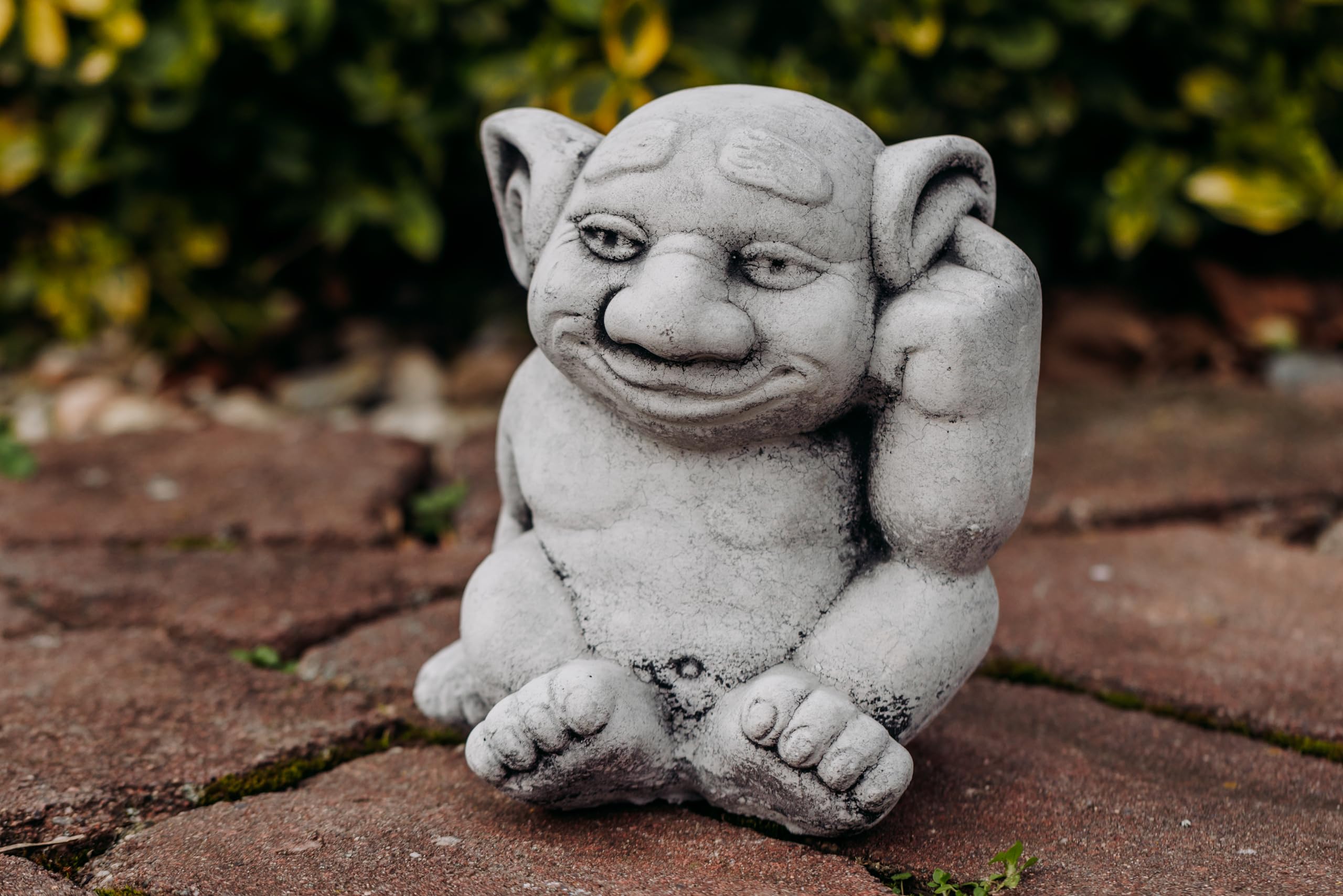 gartendekoparadies.de Troll Fou Amusant en Pierre reconstituée, résistant au Gel