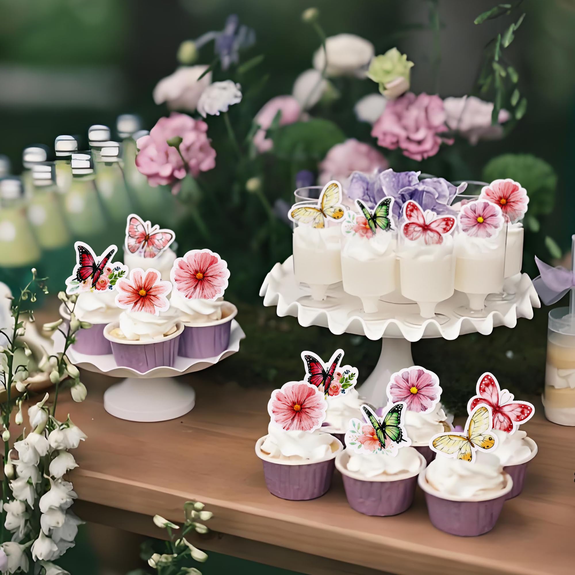 JAWSEU Fleurs Comestibles Gateau, Petales De Roses Comestible Décorations De Gâteau, Décorations En Papier Comestible,Comestibles Fleurs Cupcake Toppers De Noël Gâteau Décoration