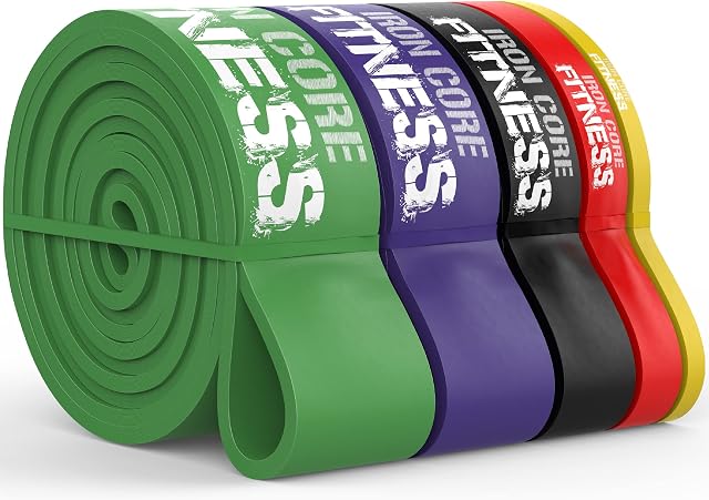 Pull up Resistance Bands Sets - for Strength Power Flexibility Training Pull Up Assist at Home or Gym by Iron Core Fitness. eBooks and Workout Chart Included.