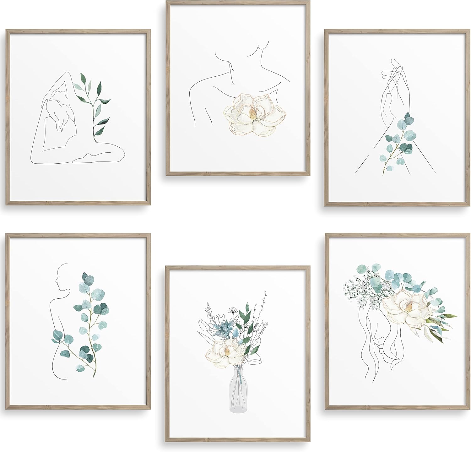 Amazon.co.jp RYVE Boho Decor 6枚セット ボタニカルプリント ボーホーウォールアート、ボーホーウォールデコ、ミニマリストウォールアート、ミニマリストの