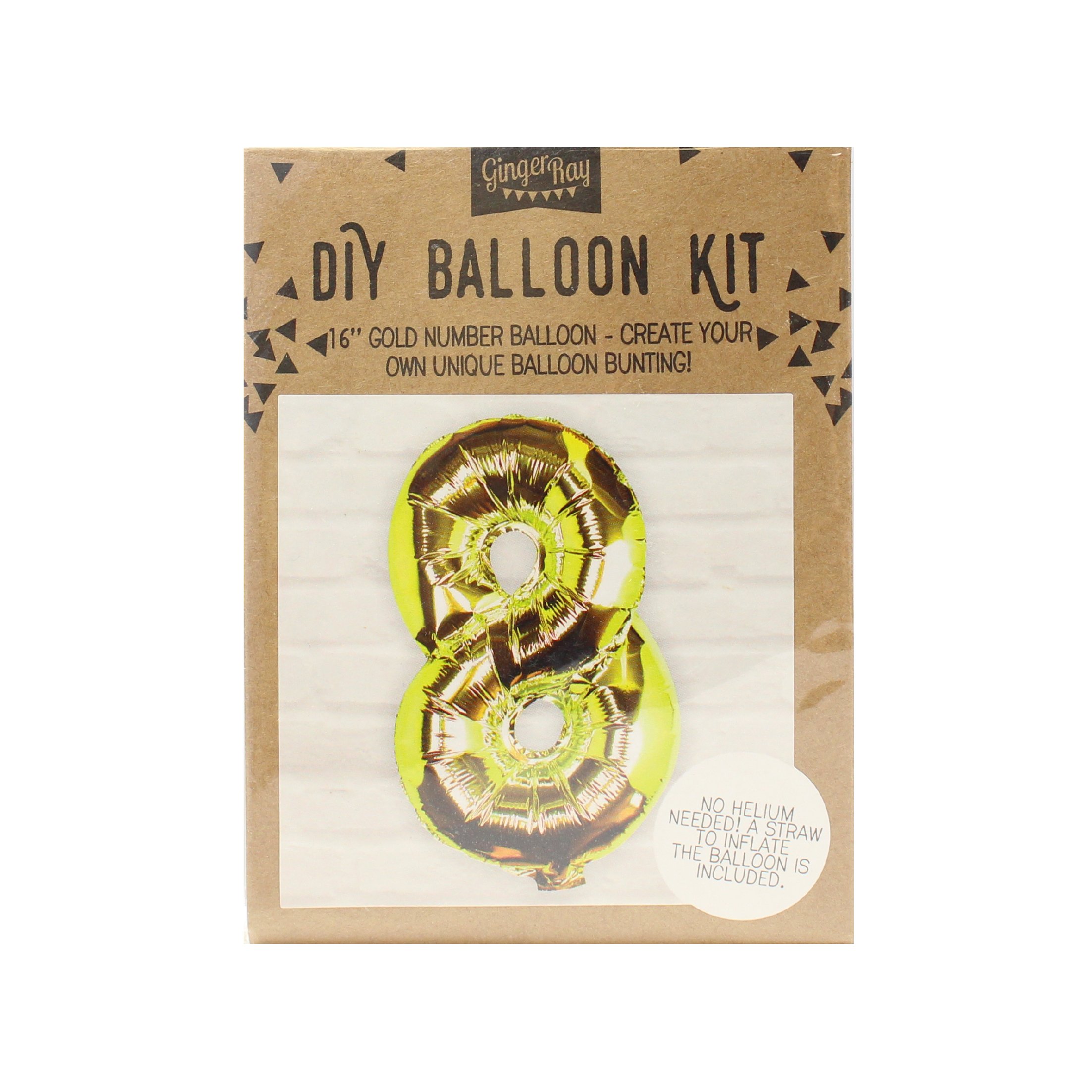 Palloncino Numero 8 Singolo Ginger Ray – Colore Argento Con 16 Numeri E Cannuccia Per Gonfiare - 2
