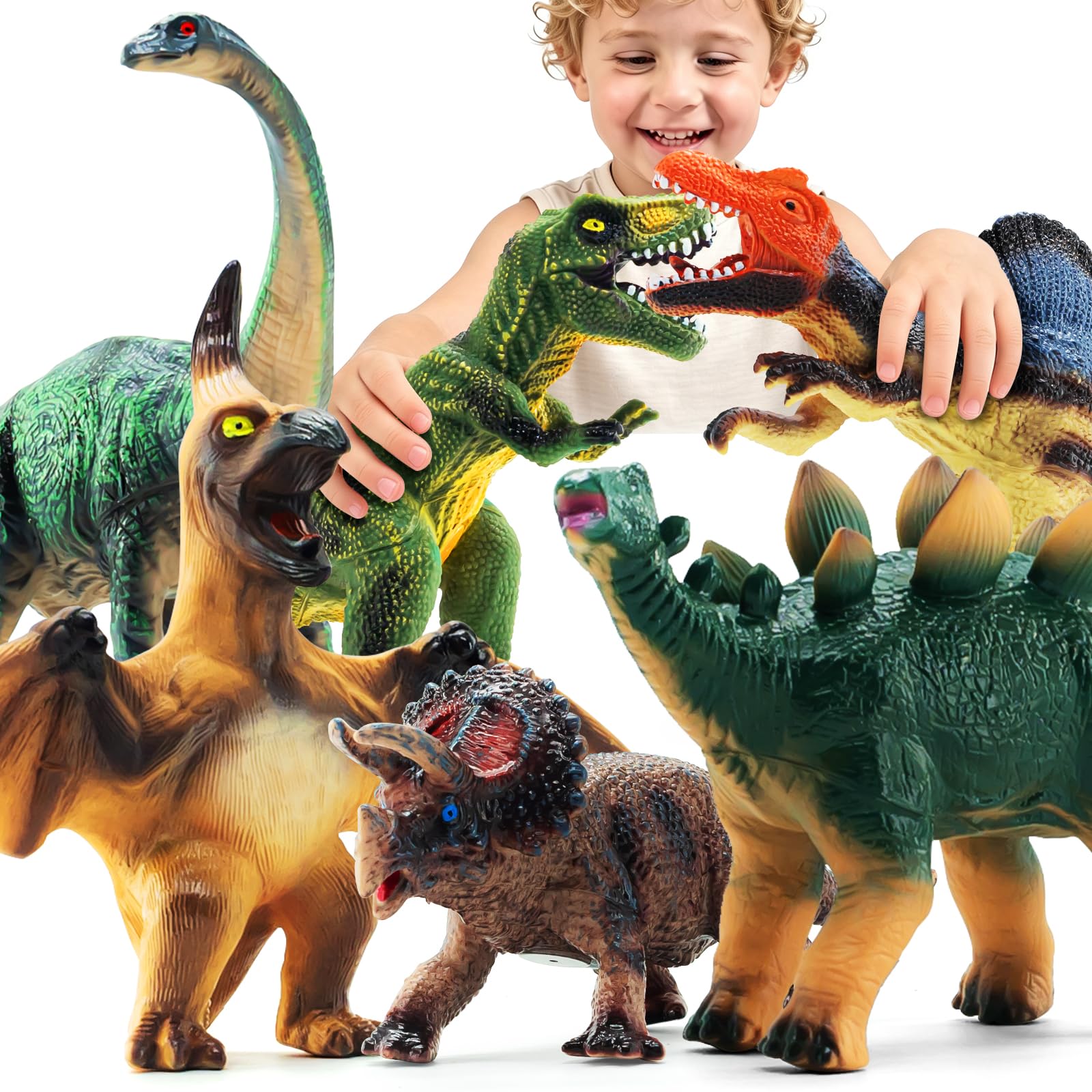 Jumbo Dinosaur Toys for Kids - 6 Realistic Figures -1