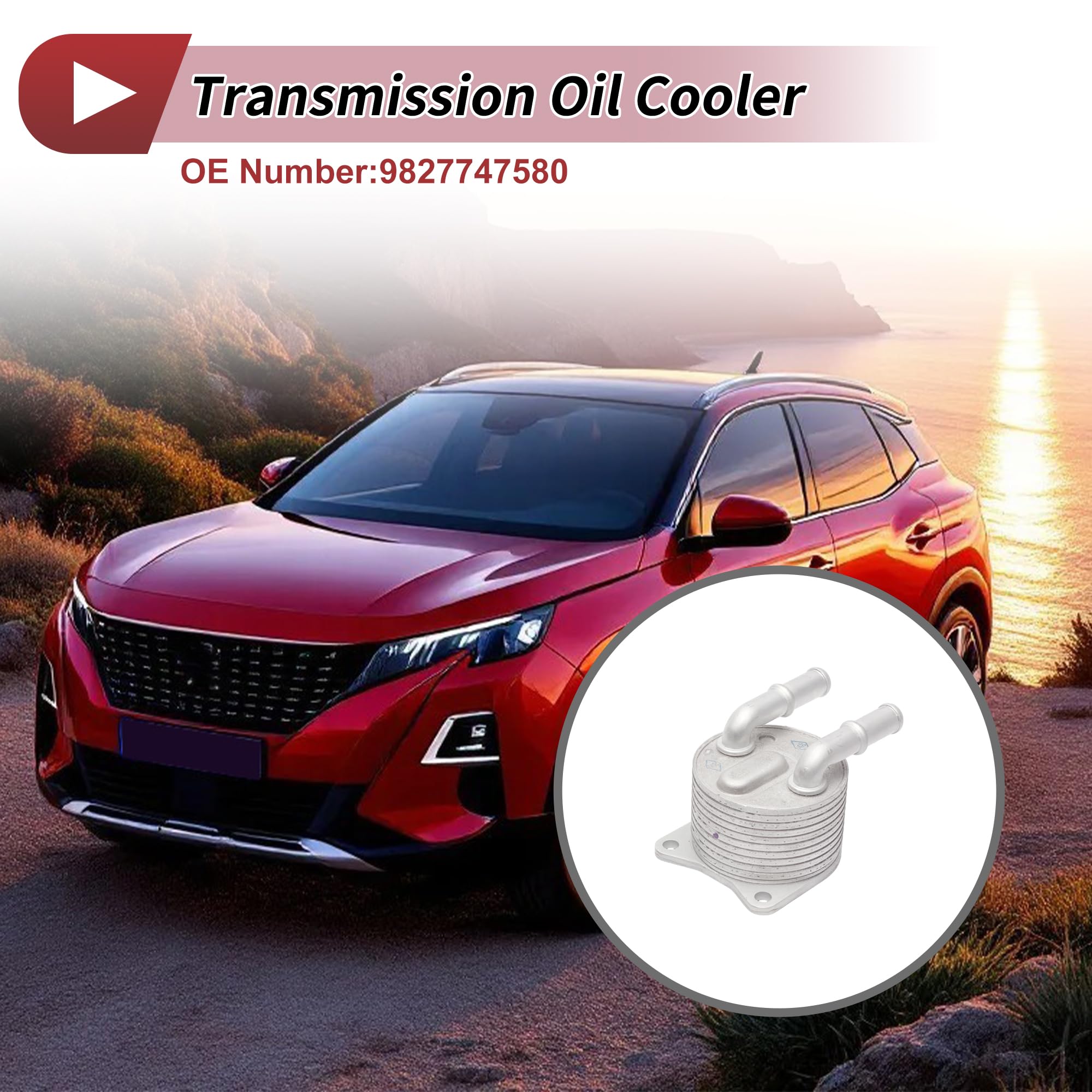 Refroidisseur D’huile Moteur Pour Peugeot 4008 2019-2022 Refroidisseur D’huile Transmission Trans Cooler Joints Toriques No.9827747580 Alliage aluminium Ton Argenté 1 Set Voiture