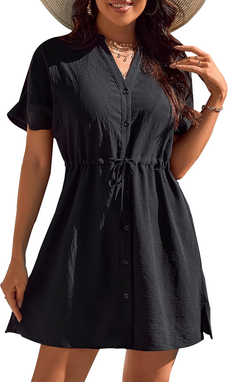 Blooming Jelly Women's Swimsuit Cover Ups Button Down Bathing Suit Coverups Bikini Beach Dress for Swimwear