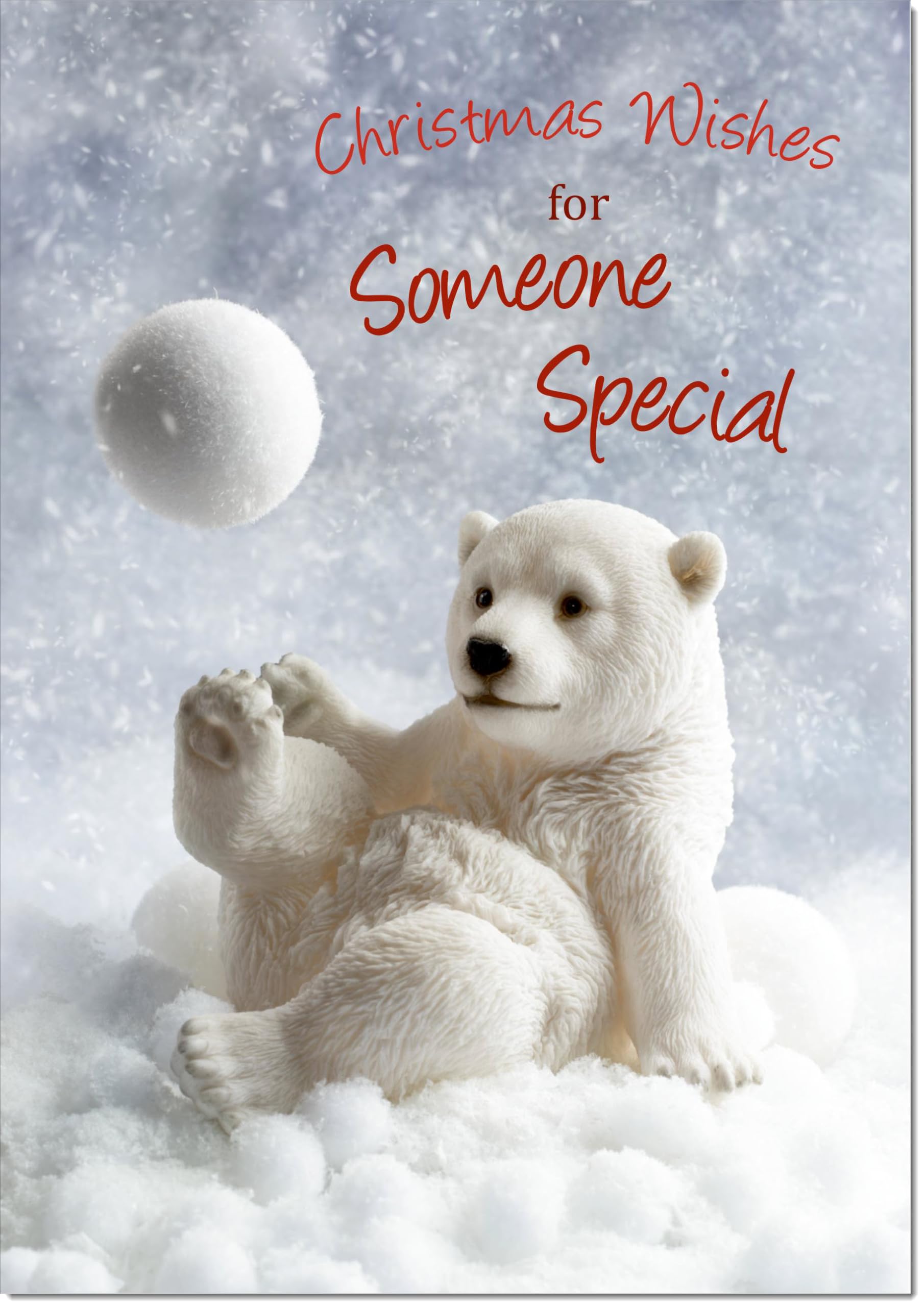 doodlecards Someone Special Christmas Card Polar Bear and Snowball Large A4 Size Christmas Card for Someone Special with Plain Envelope