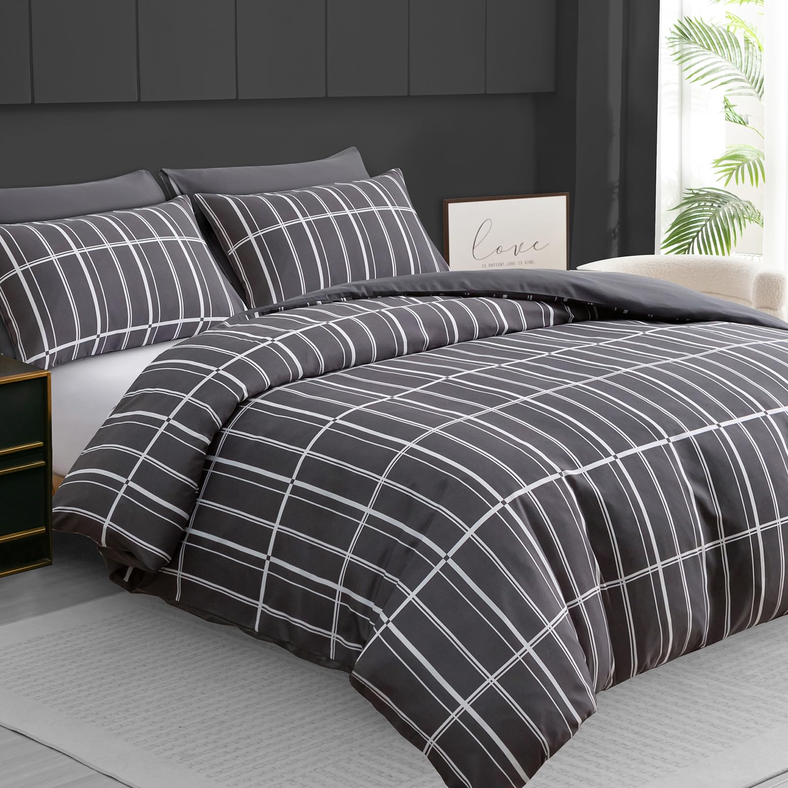 Pamposh King Size Duvet Cover SetsPremium Brushed Microfiber ReversibleHypoallergenic King Duvet Cover With Zipper Closure from B&Q