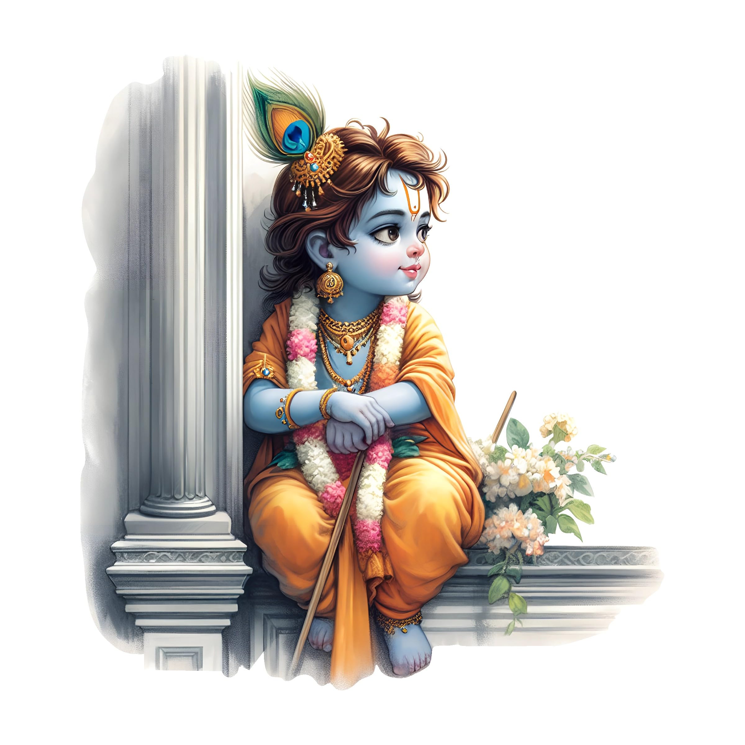 Creative Edge Shree Krishna Wall Sticker Multicolor Decorative Beautiful Vinyl Wall Art for Home Temple Living Room Pooja Room Hindu God Wall Decal for Spiritual Decoration (H x 61 x W x 56cm)-image-13