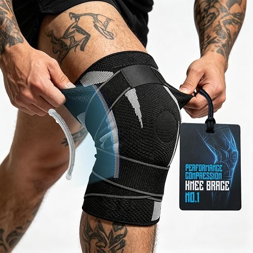 EMPJJLZ Knee Brace for Men and Women Performance Knee Sleeves for Weightlifting 