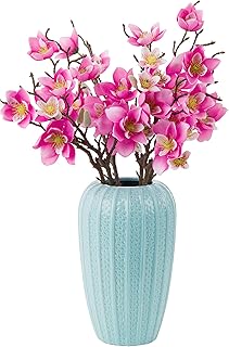 cn-Knight Artificial Magnolia Flower 6pcs 19 Inch Silk Yulan Branch with 7 Blossoms for Wedding DIY Bridal Bouquet Spring Home Decor Centerpiece Arrangement(Pink)